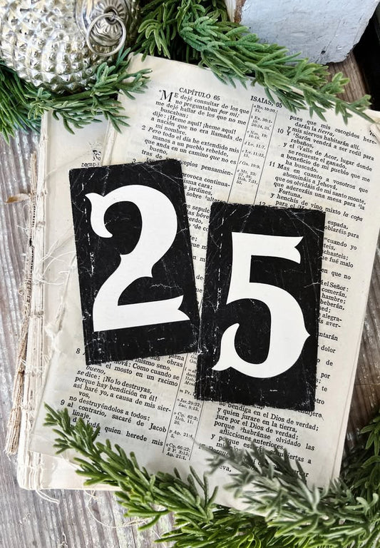 CHRISTMAS Number 25 BLACK Card Sign Set
