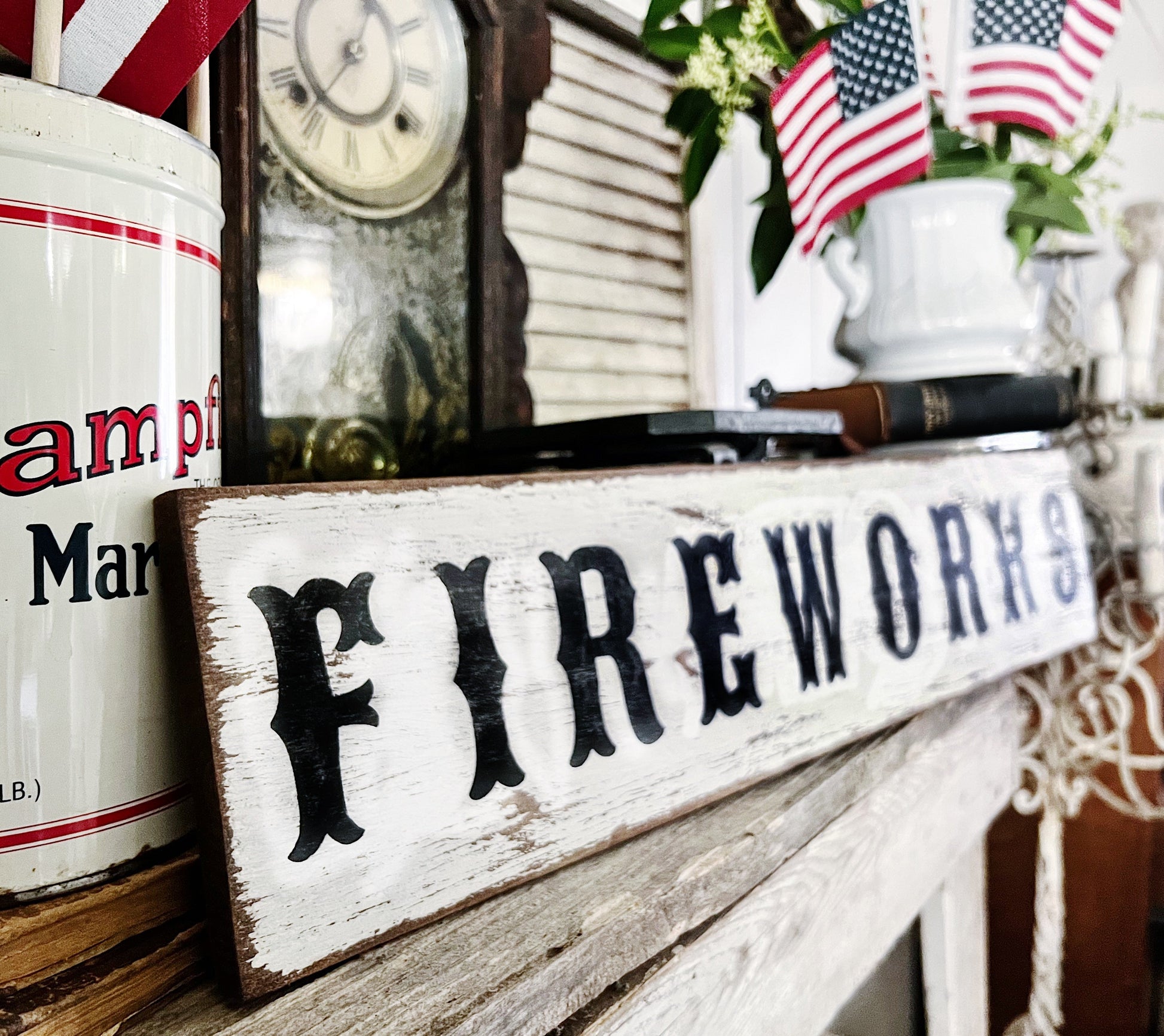 FIREWORKS Chippy White Sign