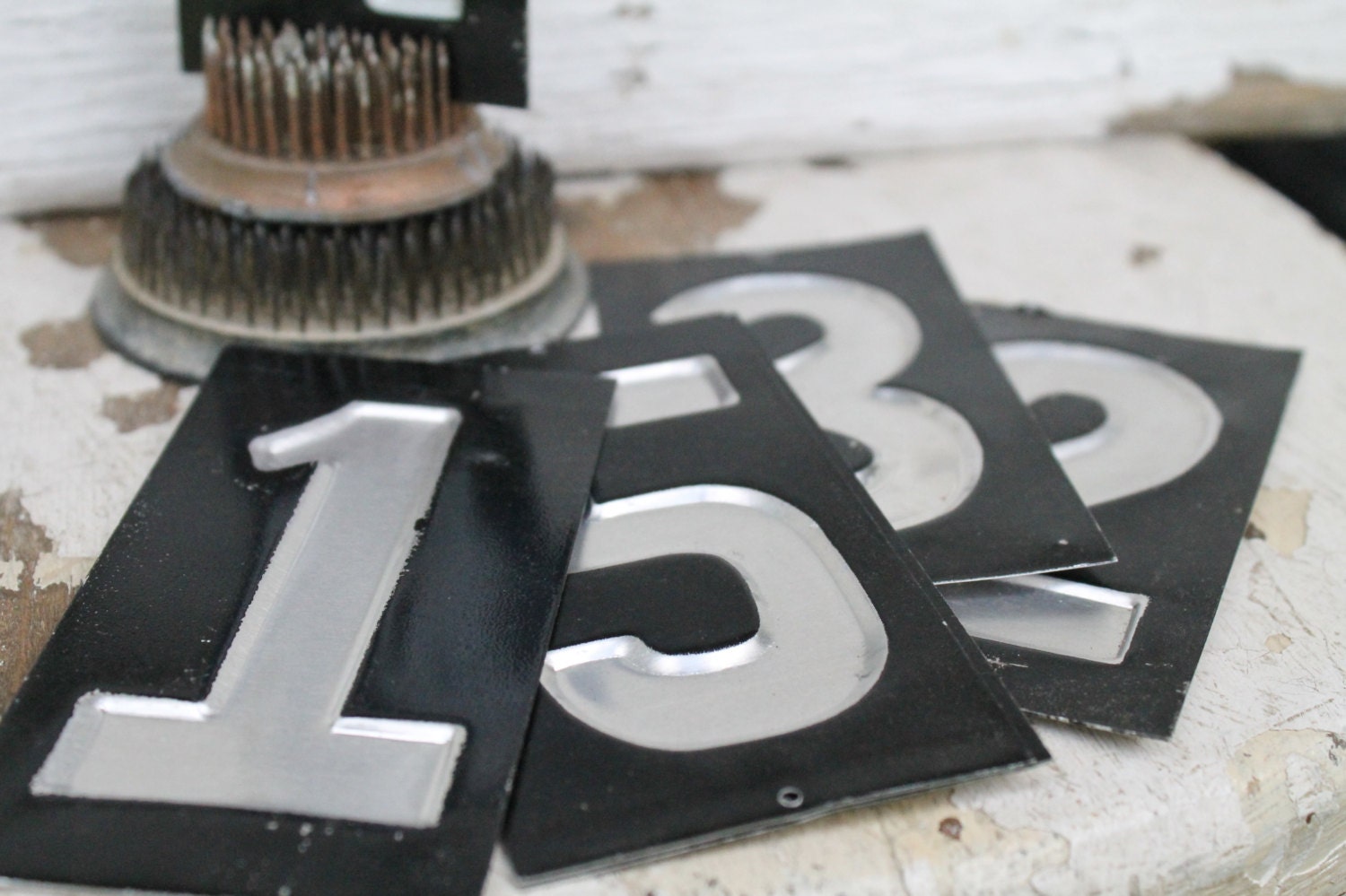 Vintage Metal Gas Station NUMBER Black Industrial Salvage Farmhouse Decor Fixer Upper Decor
