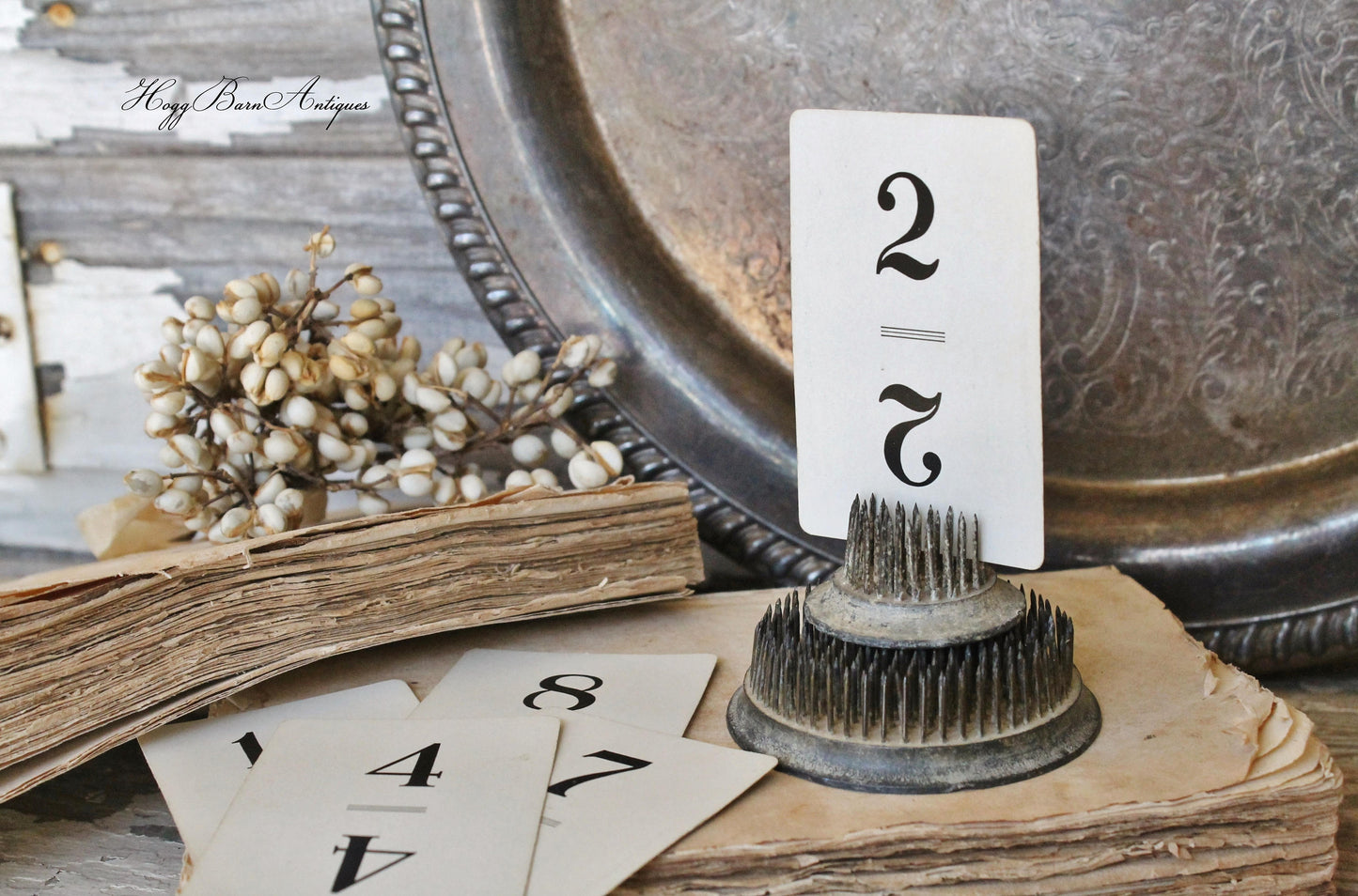 Vintage Flinch Number Card Game Farmhouse Decor Fixer Upper Style Cardboard Black Number Blue Back
