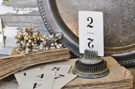 Vintage Flinch Number Card Game Farmhouse Decor Fixer Upper Style Cardboard Black Number Blue Back