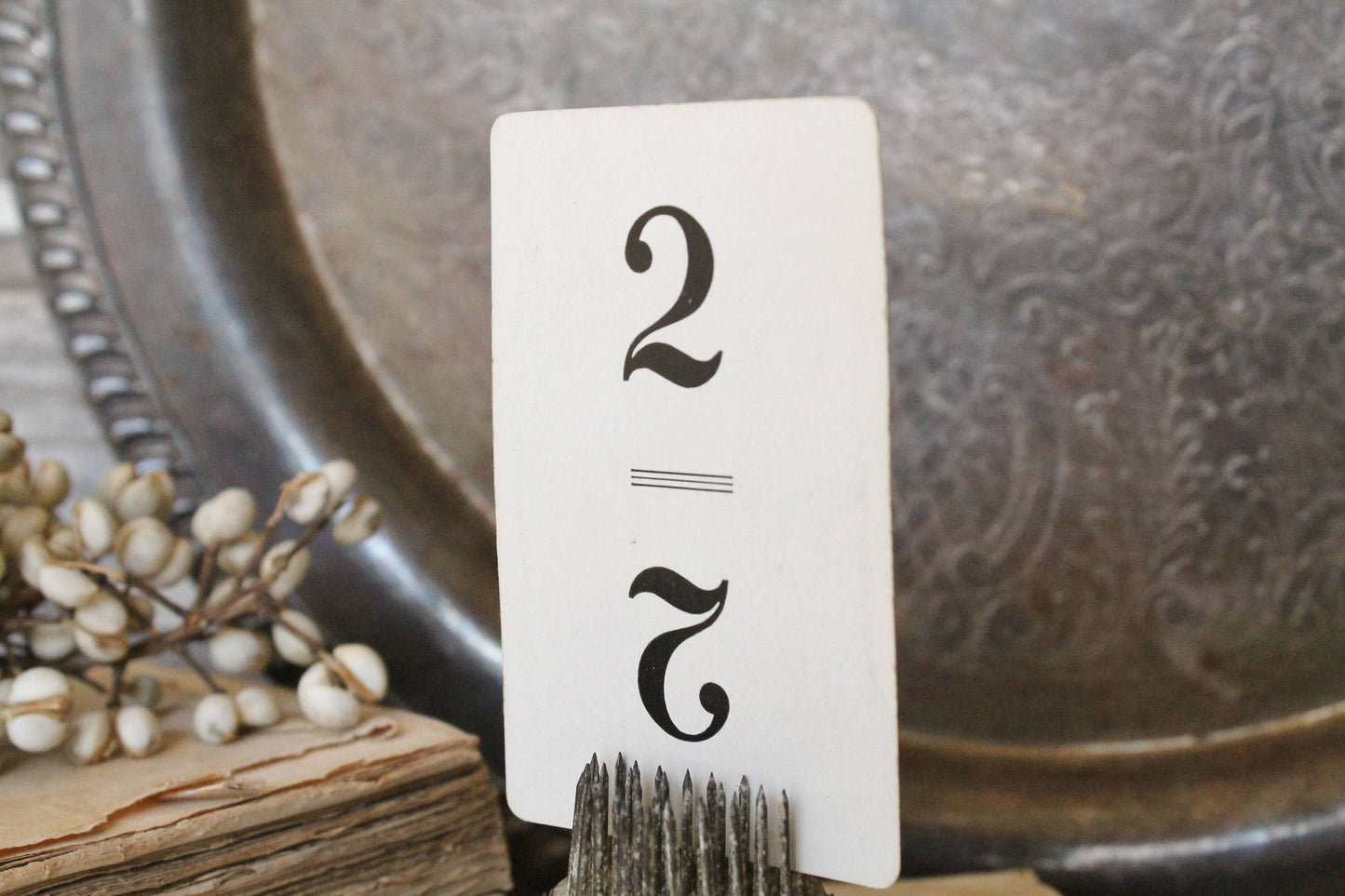 Vintage Flinch Number Card Game Farmhouse Decor Fixer Upper Style Cardboard Black Number Blue Back