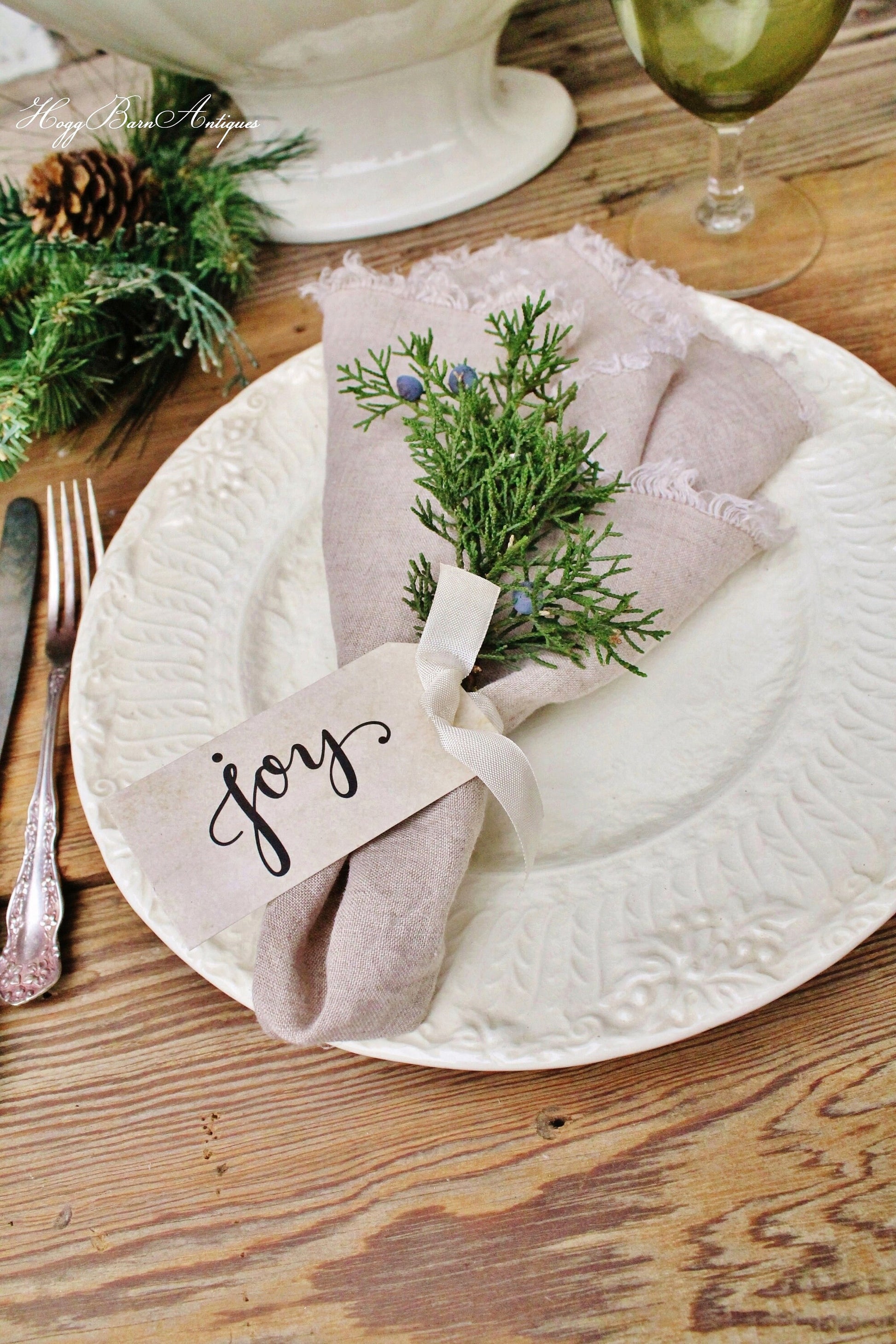 JOY GIFT TAG Christmas Tag Place Card Napkin Ring Name Card Hand Lettered Calligraphy French Farmhouse Christmas Decor Card