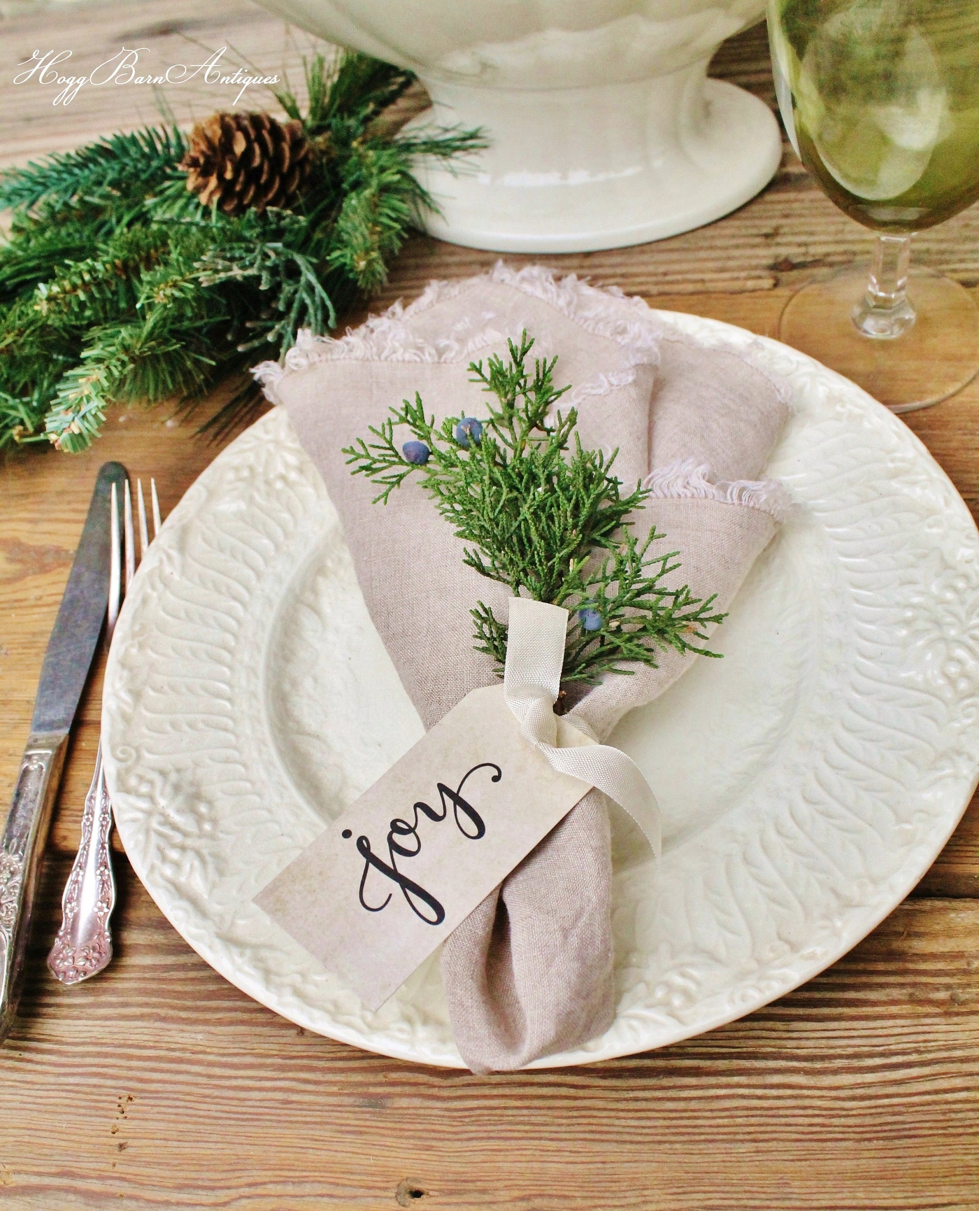 JOY GIFT TAG Christmas Tag Place Card Napkin Ring Name Card Hand Lettered Calligraphy French Farmhouse Christmas Decor Card