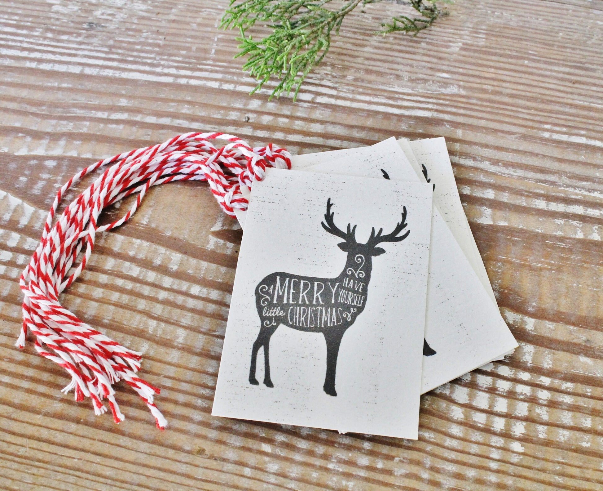Christmas Gift Tags Chalk Vintage DEER Have Yourself A Merry Little Christmas Farmhouse Decor Gift Wrap Reindeer Silhouette Hand Lettered