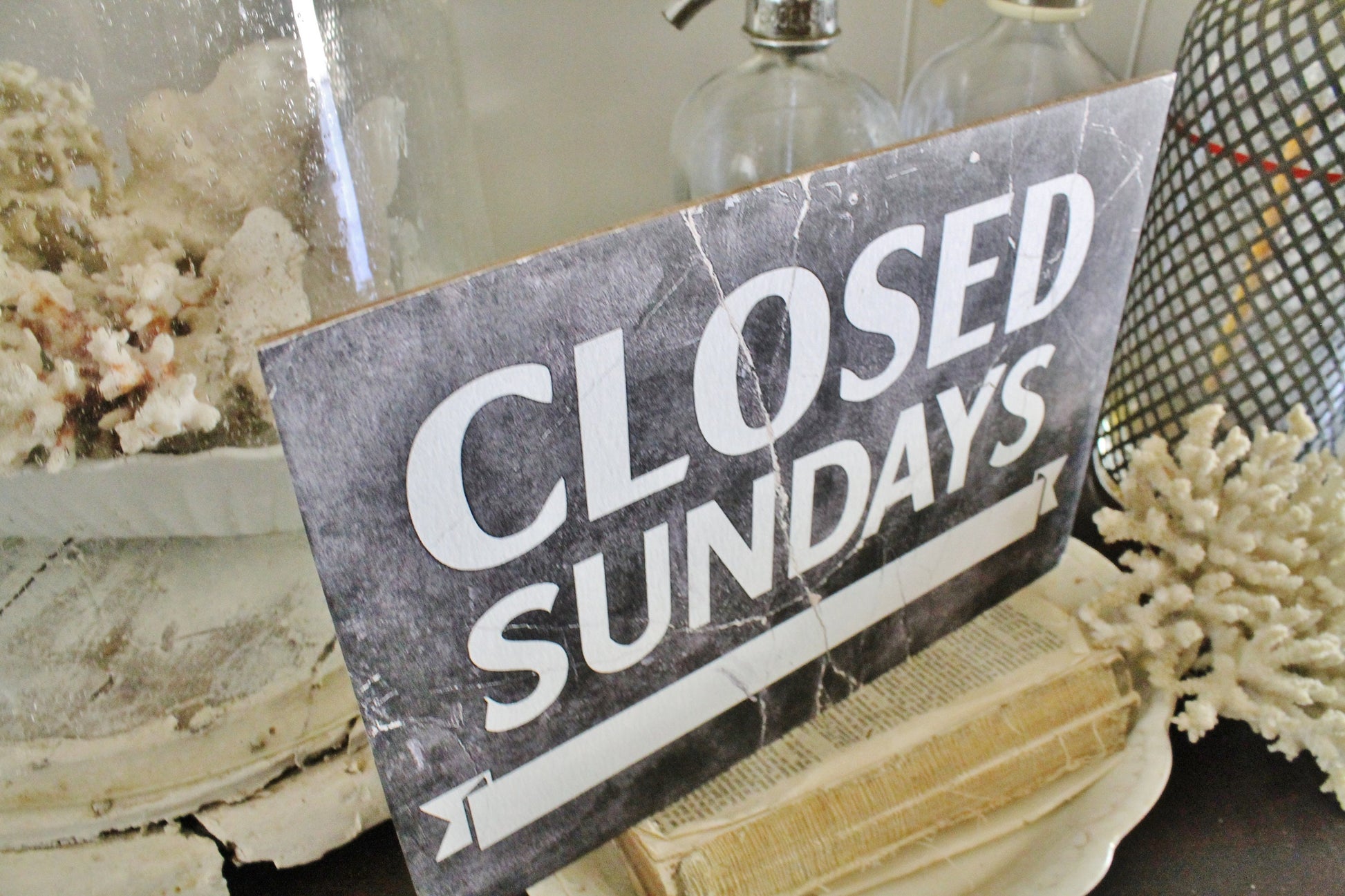 Vintage Style Closed Sundays Wood Sign, General Store Decor