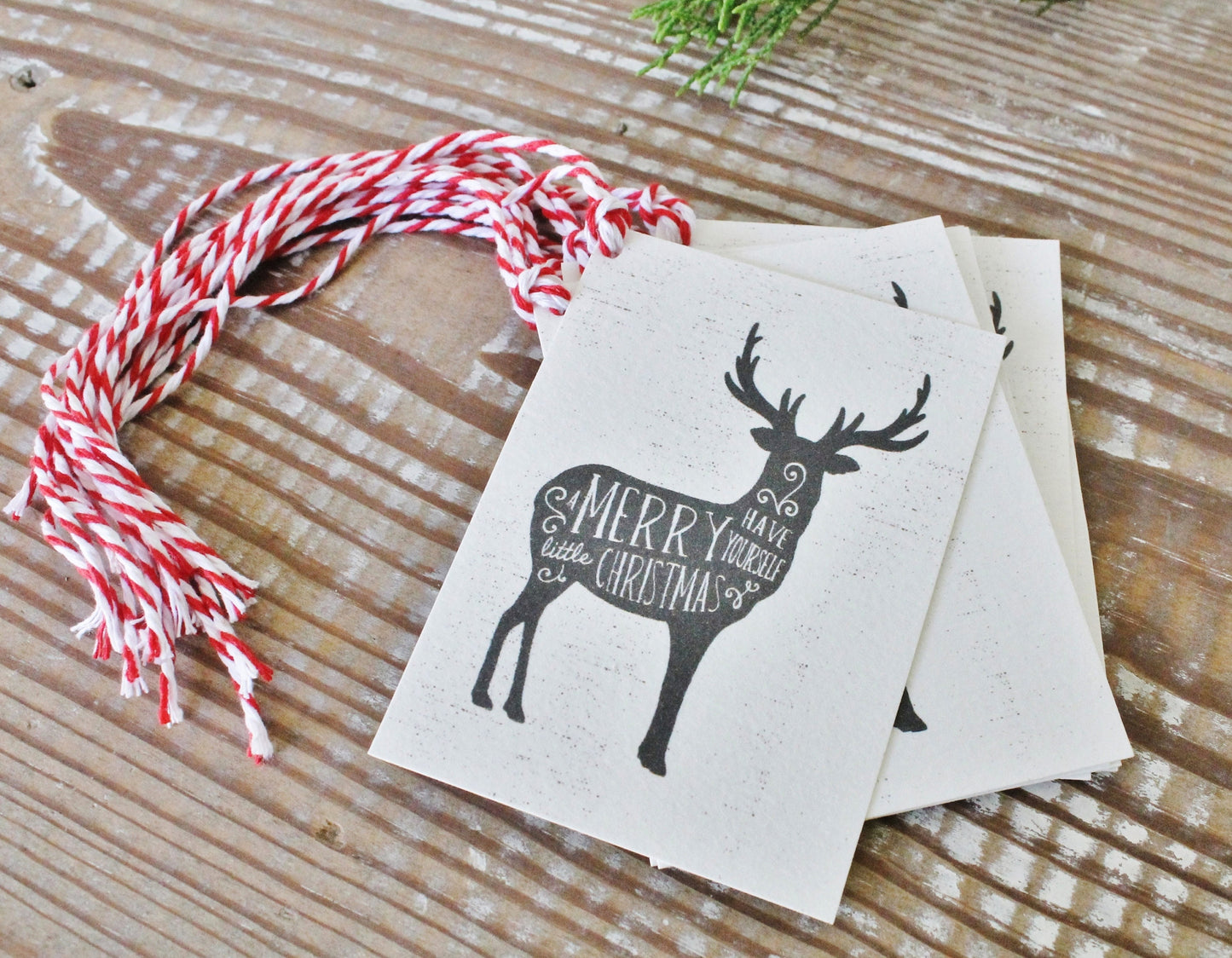 Christmas Gift Tags Chalk Vintage DEER Have Yourself A Merry Little Christmas Farmhouse Decor Gift Wrap Reindeer Silhouette Hand Lettered