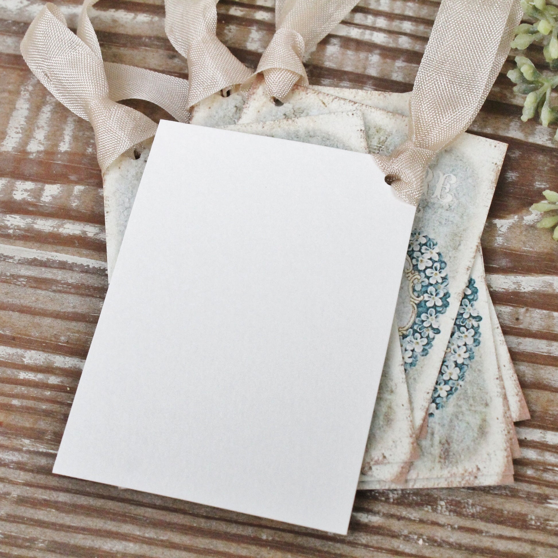 Valentine Vintage Gift Tags LOVE Heart L'Amore French BLUE Roses Farmhouse Decor Card Shabby