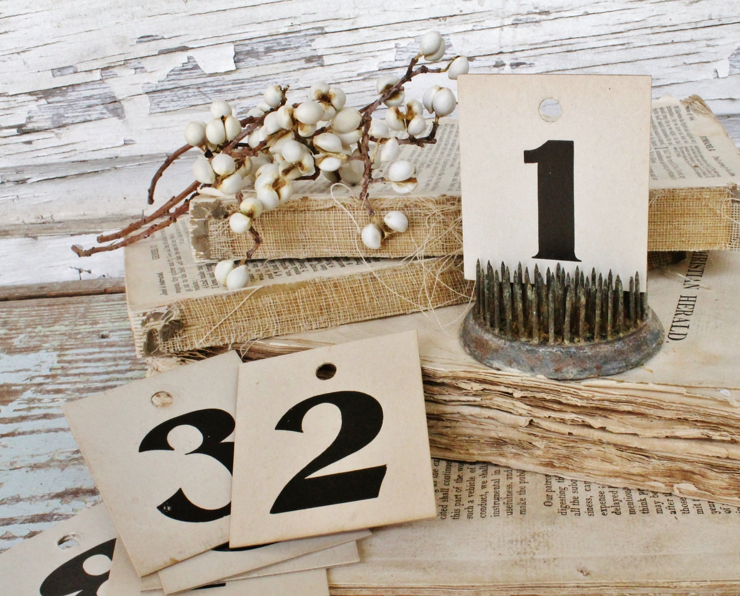 Vintage Number Card Coat Check Store Hotel Sign Farmhouse Decor Cardboard Black Price Tag