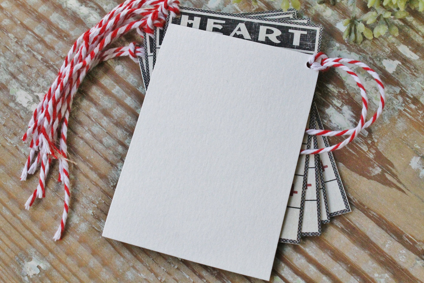 Vintage Valentine BINGO Gift Tags HEART Farmhouse Decor Card Shabby