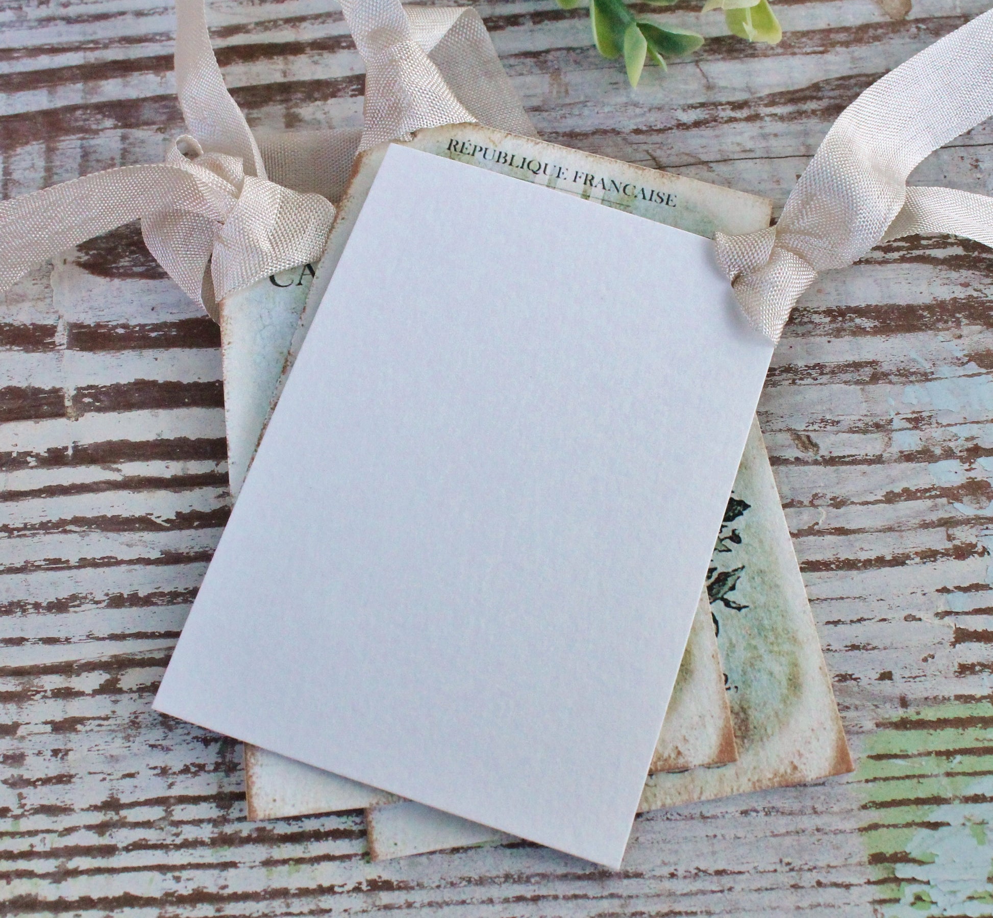 EASTER Vintage Gift Tags Rabbit Bunny Grain Sack Laurel Wreath French Farmhouse Decor Card Shabby SET OF 8