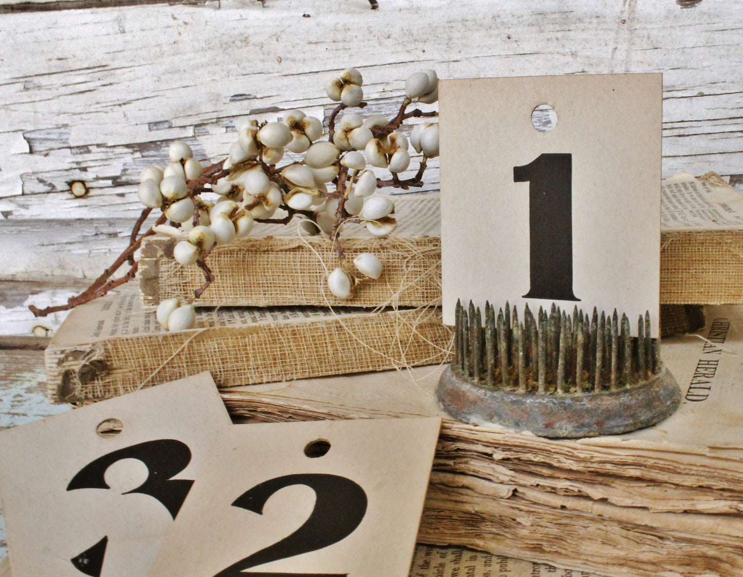 Vintage Number Card Coat Check Store Hotel Sign Farmhouse Decor Cardboard Black Price Tag