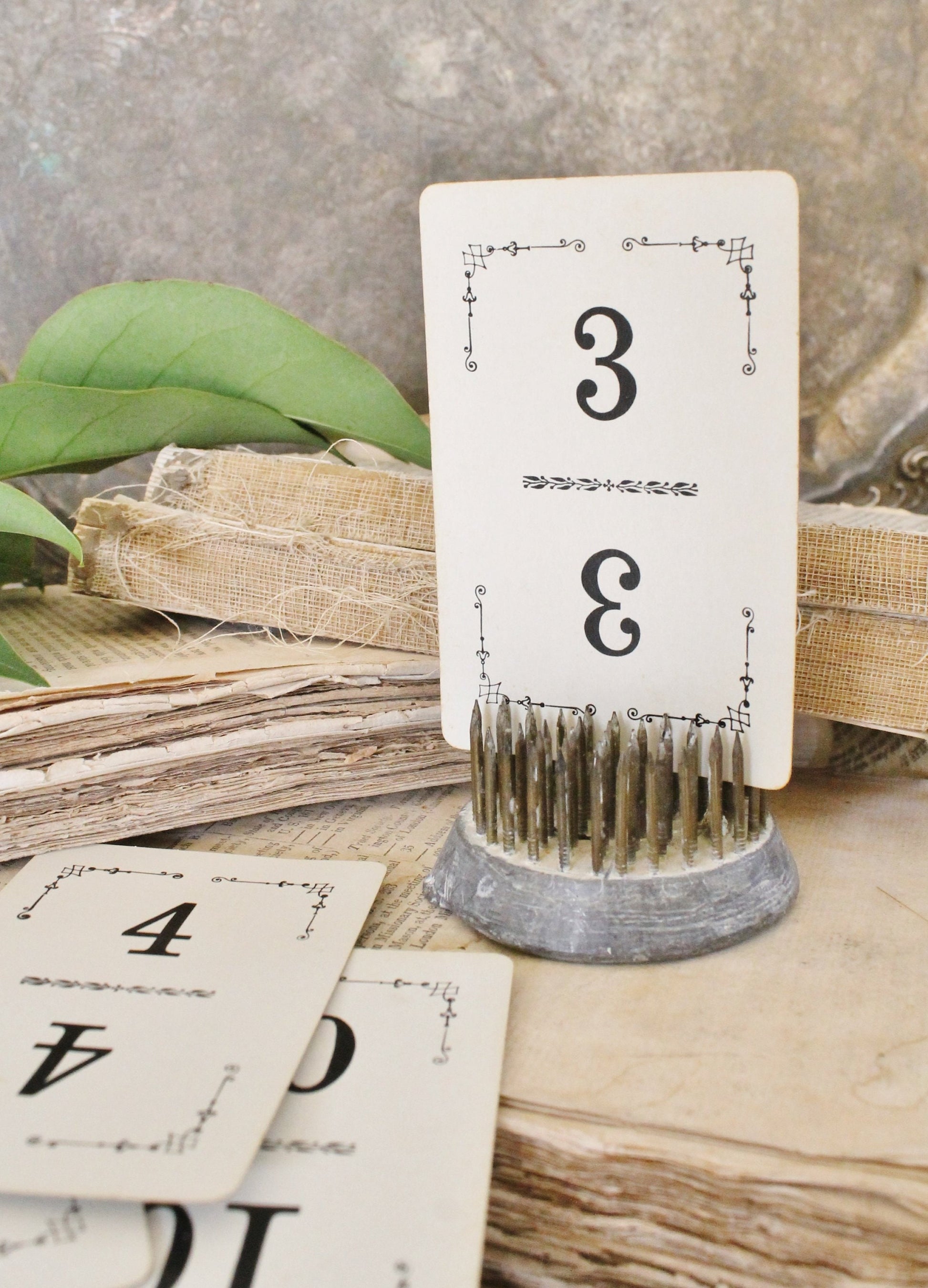 Antique Flinch Number Card Game Farmhouse Decor Fixer Upper Style Cardboard Black Number BLUE Back