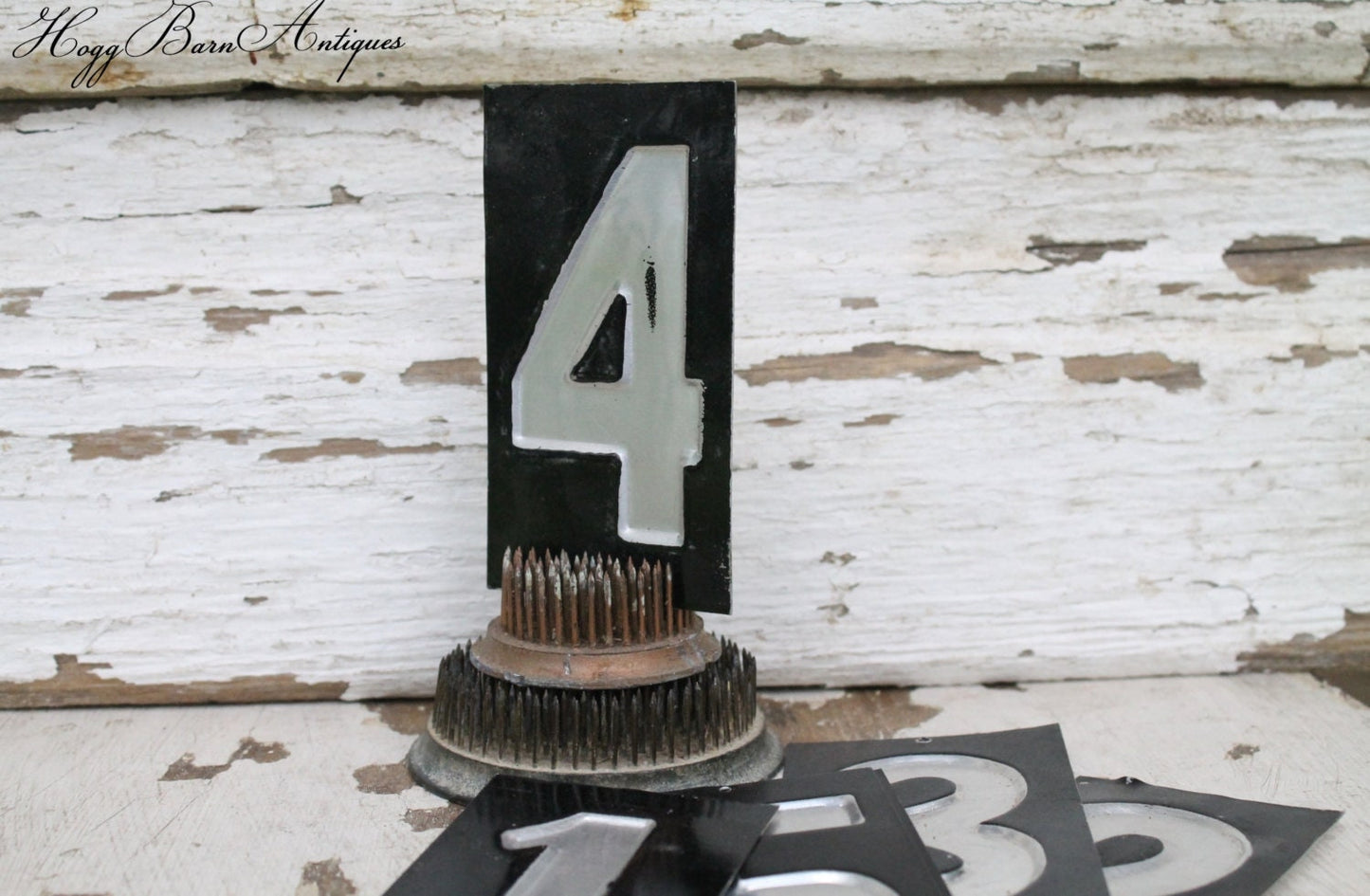 Vintage Metal Gas Station NUMBER Black Industrial Salvage Farmhouse Decor Fixer Upper Decor
