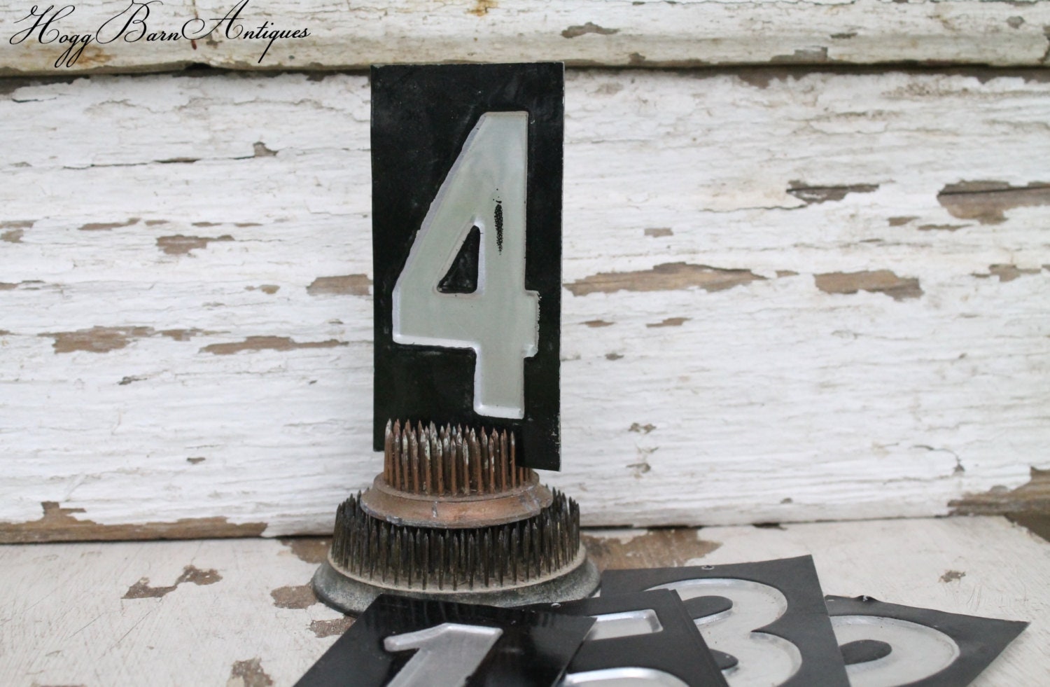 Vintage Metal Gas Station NUMBER Black Industrial Salvage Farmhouse Decor Fixer Upper Decor