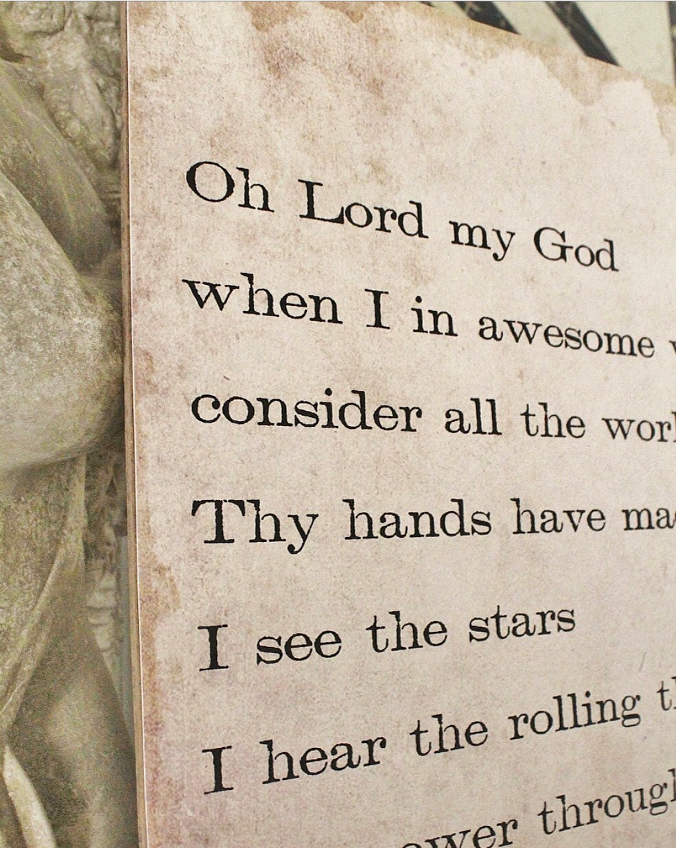 How Thou Art Hymn Sign, Vintage Book Page Wood Decor Sign