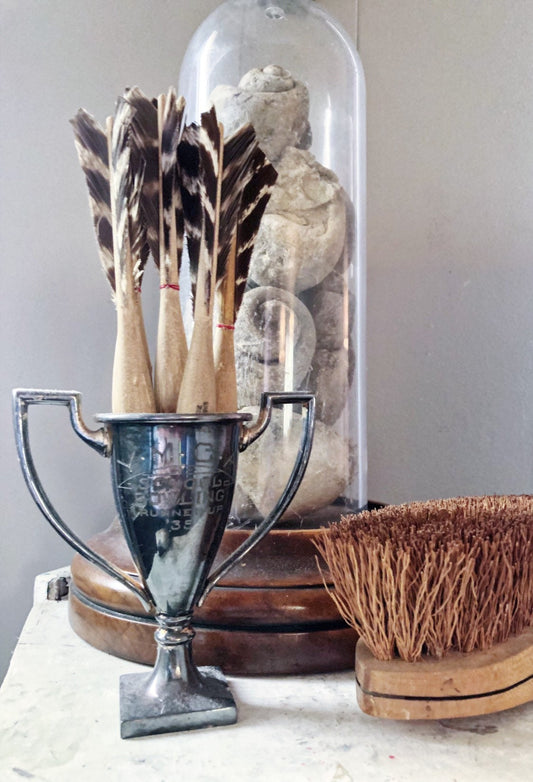 Vintage APEX Feather Dart Official No.2 Industrial Salvage Farmhouse Decor Fixer Upper Wooden Brown Cream