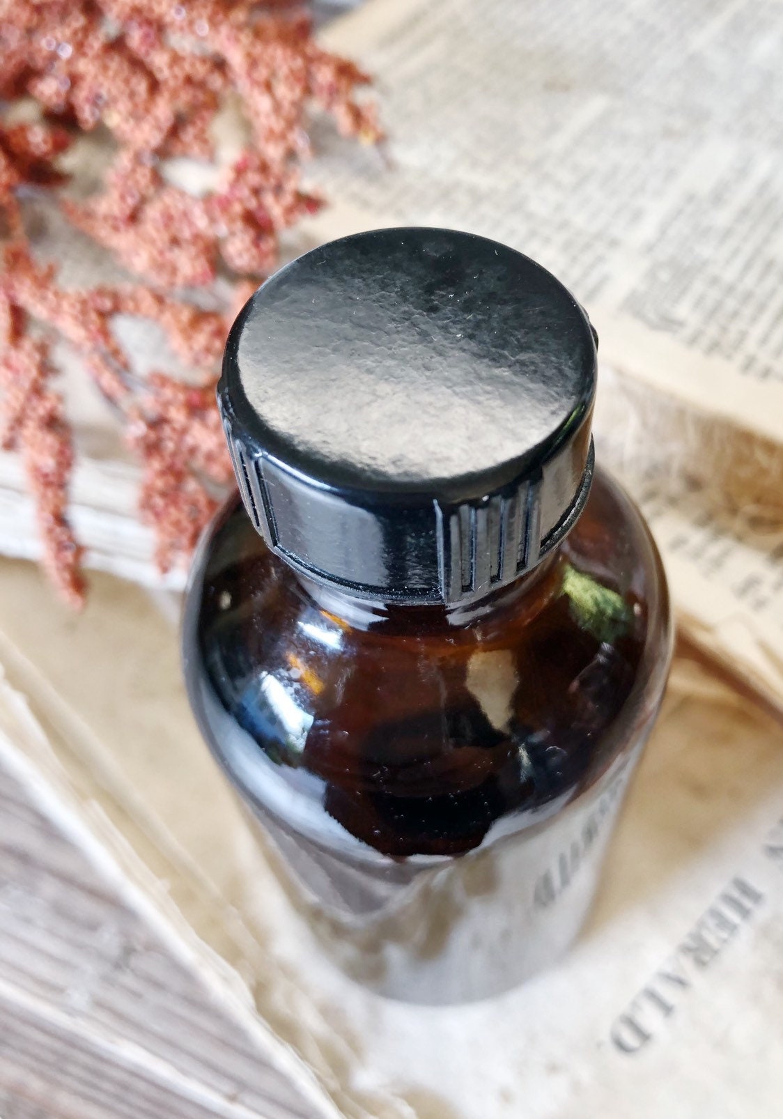 Antique Amber Glass Bottle Brown Glass Apothecary Pharmacy Fall Farmhouse Decor Industrial Decor Salvage
