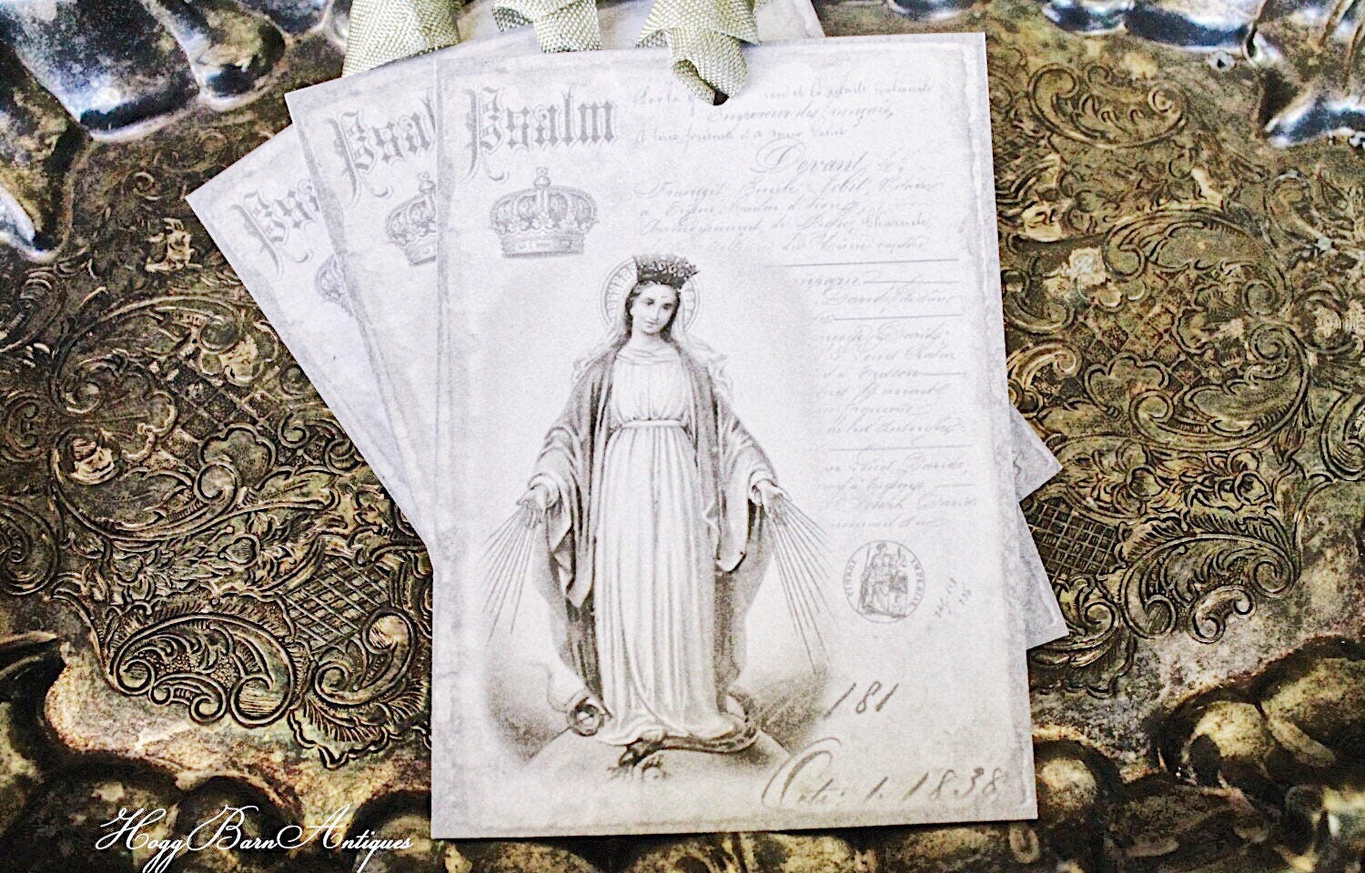 Mary Gift Tags MADONNA Gift Tags Virgin Mother Farmhouse Decor French Prayer Card Religious Easter Christian Catholic