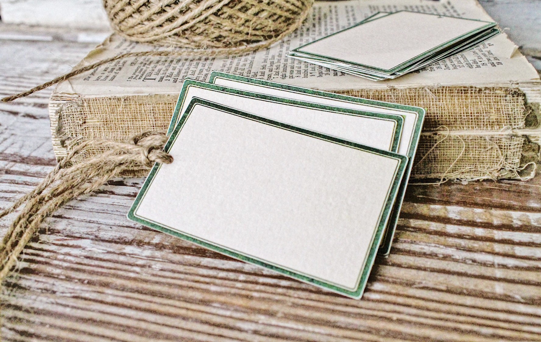 Vintage Green Parcel Gift Tags – Aged Label Style (Set of 8)