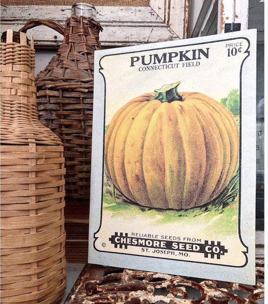 Vintage PUMPKIN SEED Print Sign Wood Wall Art Sign Farmhouse Decor Farm Fall Decor Haloween