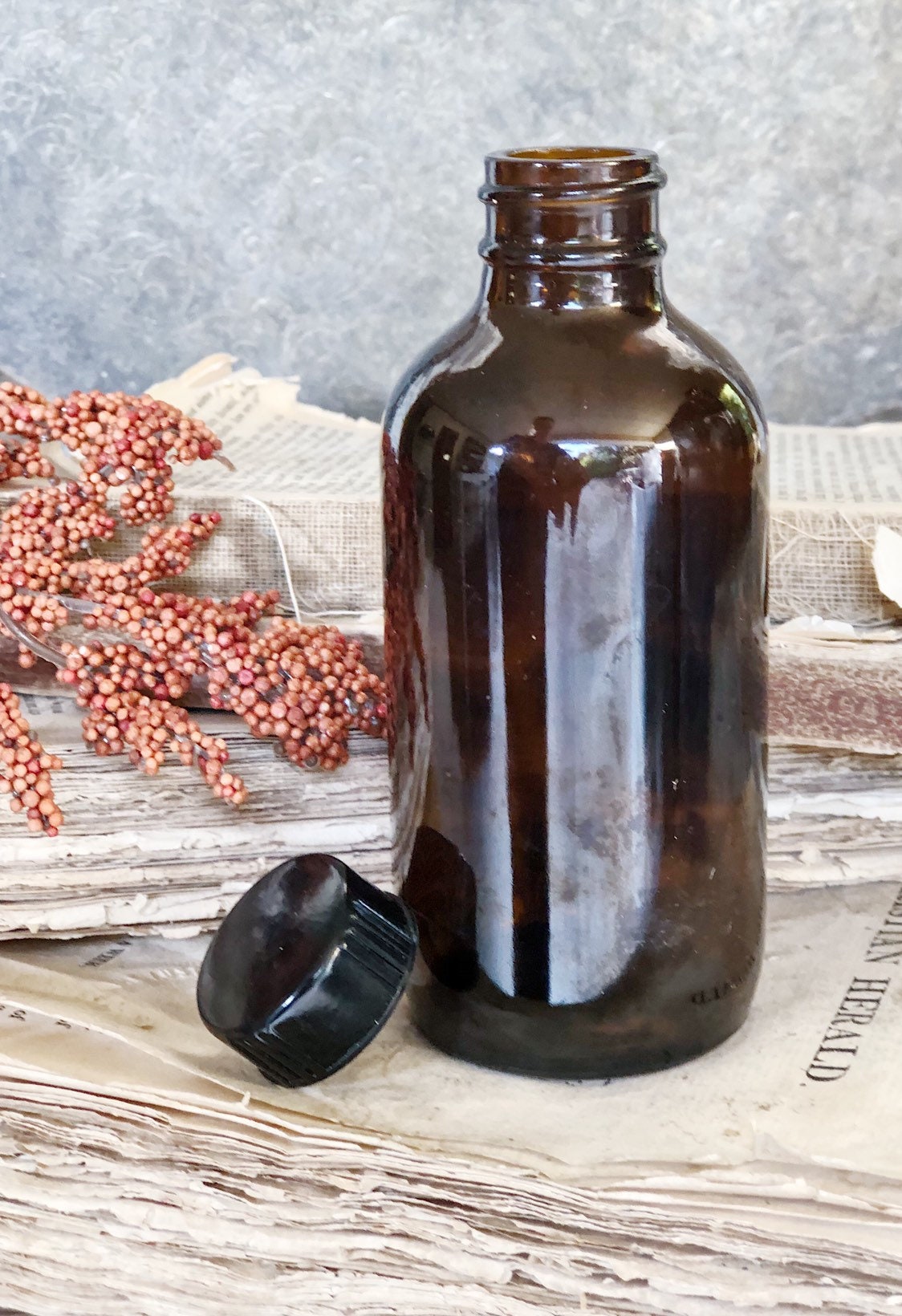 Antique Amber Glass Bottle Brown Glass Apothecary Pharmacy Fall Farmhouse Decor Industrial Decor Salvage