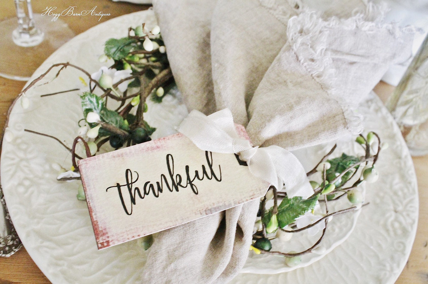 THANKFUL Gift Tags Thanksgiving Place Card Napkin Ring Name Card Hand Lettered Calligraphy Farmhouse Thanksgiving Fall Decor Tablescape