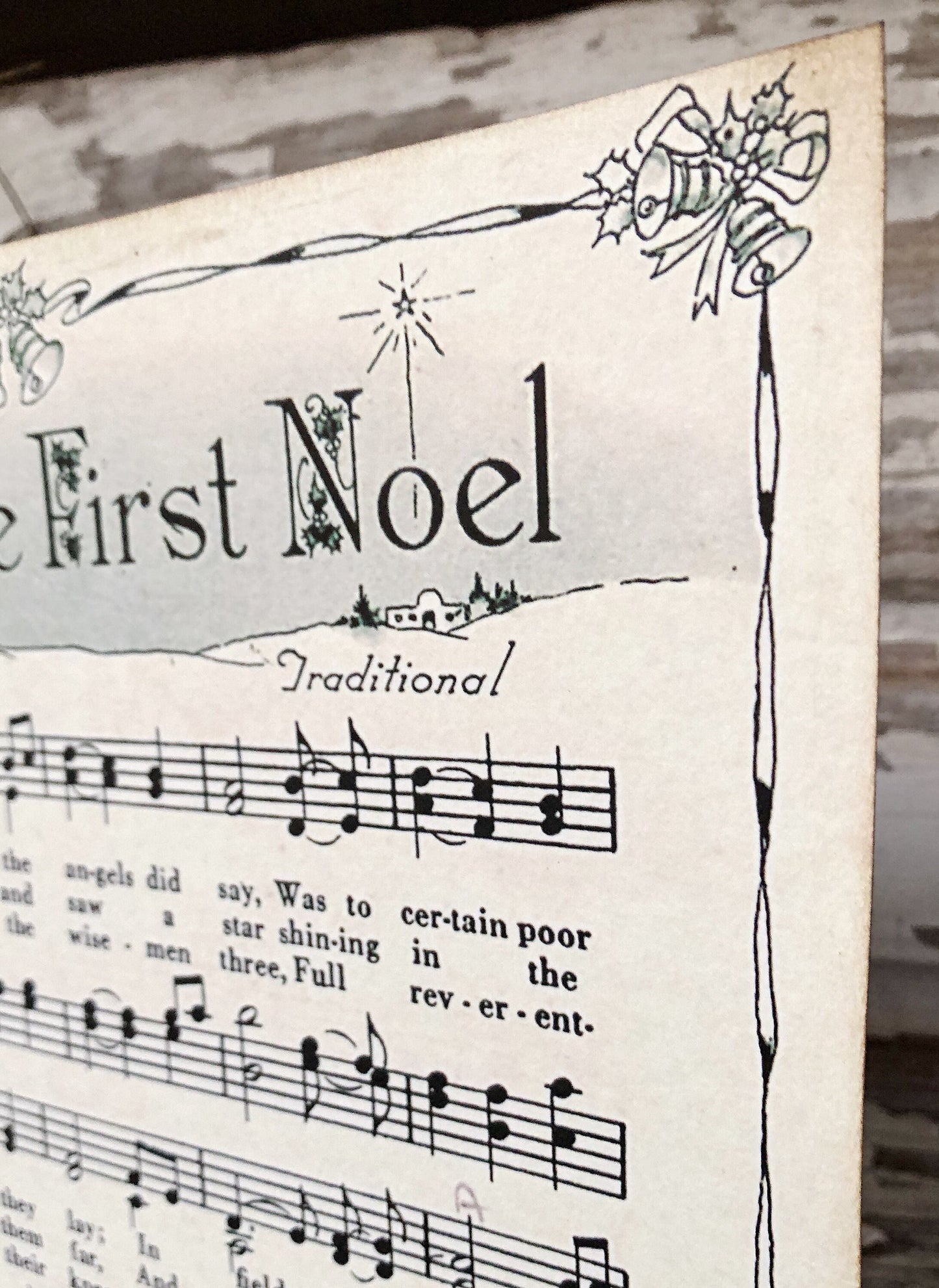 THE FIRST NOEL Sign Wood Vintage Sheet Music Carol Christmas Decor Poster Farmhouse Decor Book Page Wall Art