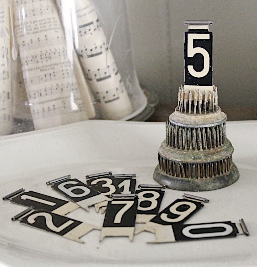 Vintage Metal Cash Register Flag Number Tag Black White Farmhouse Decor Antique Industrial Salvage Parts