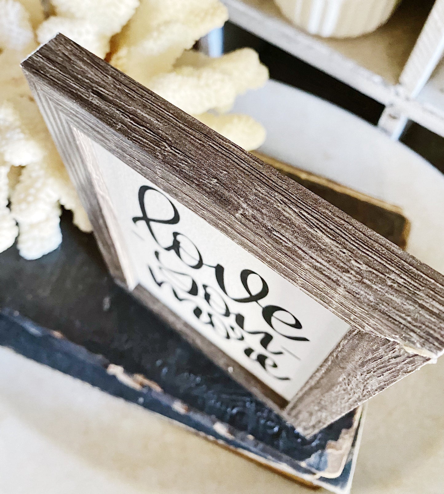 Love You More Framed Sign Farmhouse Decor Barn Wood Rustic Vintage Wedding Soulmate Valentine