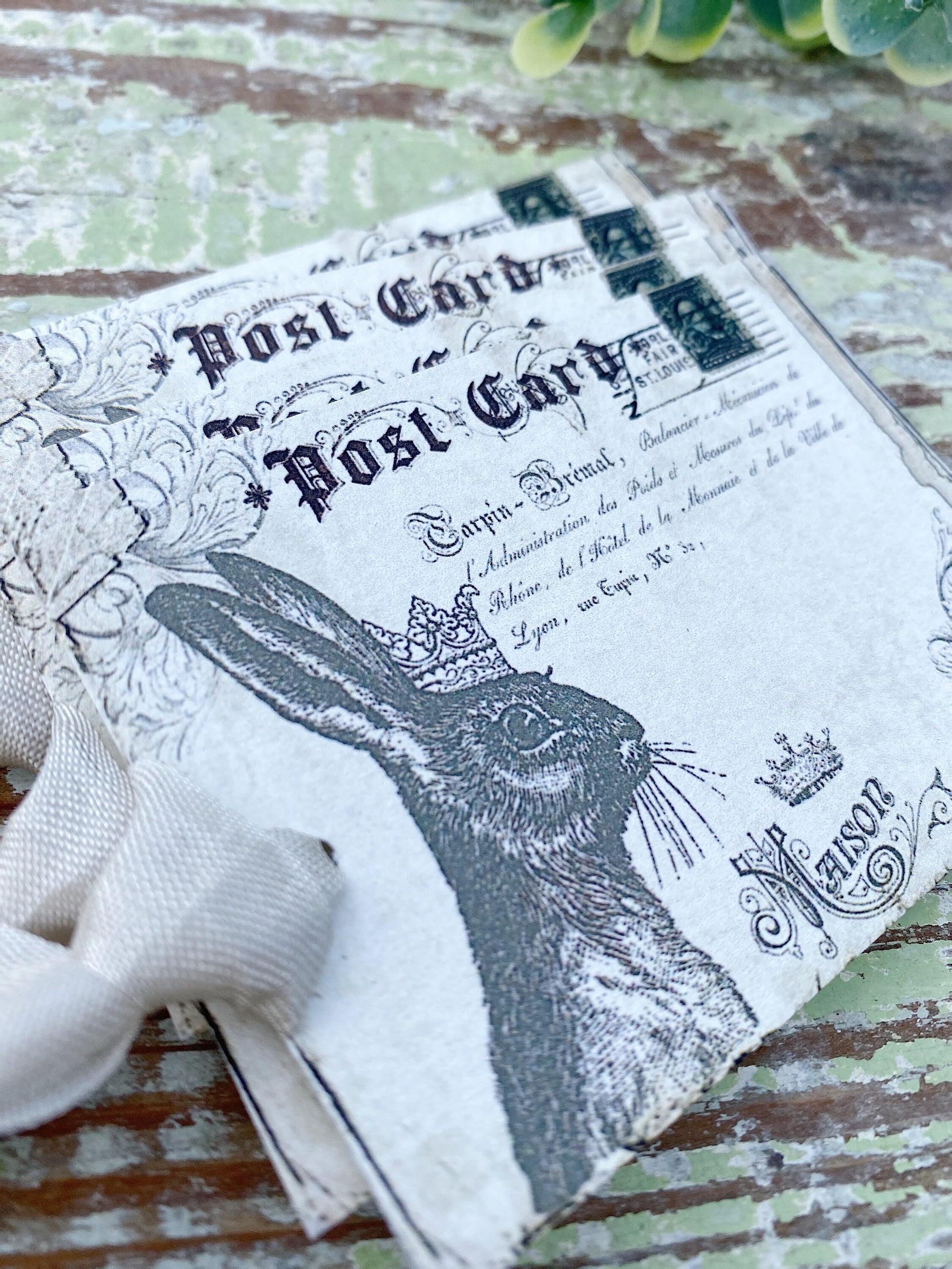 Vintage Easter Bunny Gift Tags, French Farmhouse Style, Set of 8
