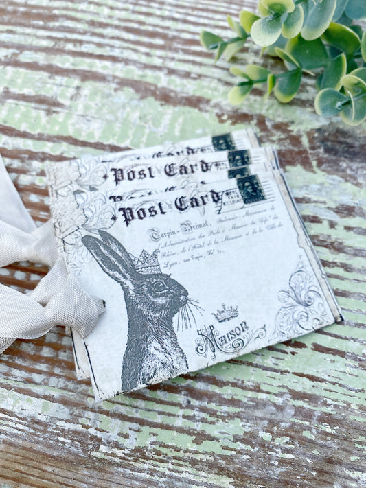 Vintage Easter Bunny Gift Tags, French Farmhouse Style, Set of 8