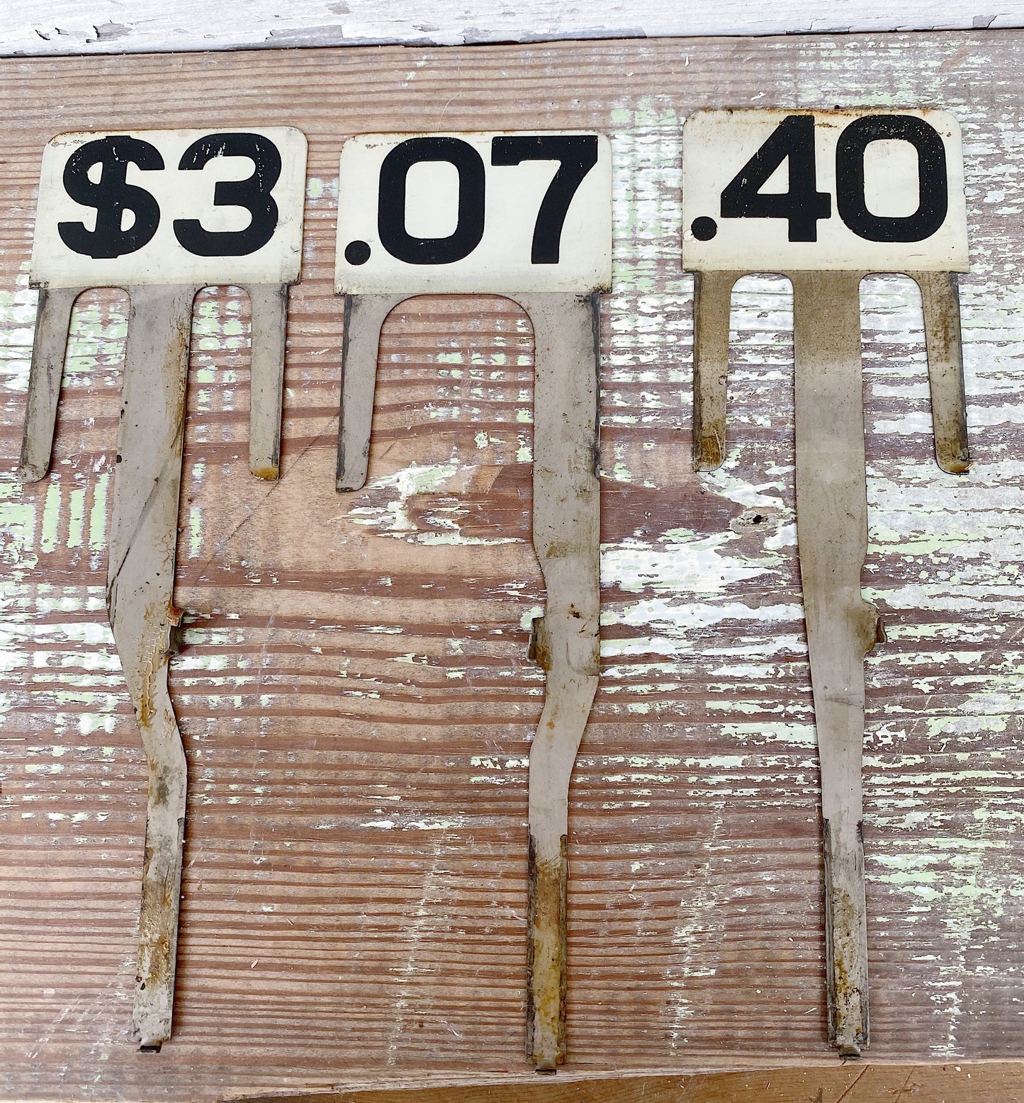 Antique Metal Cash Register Price Flag, Farmhouse Industrial Decor