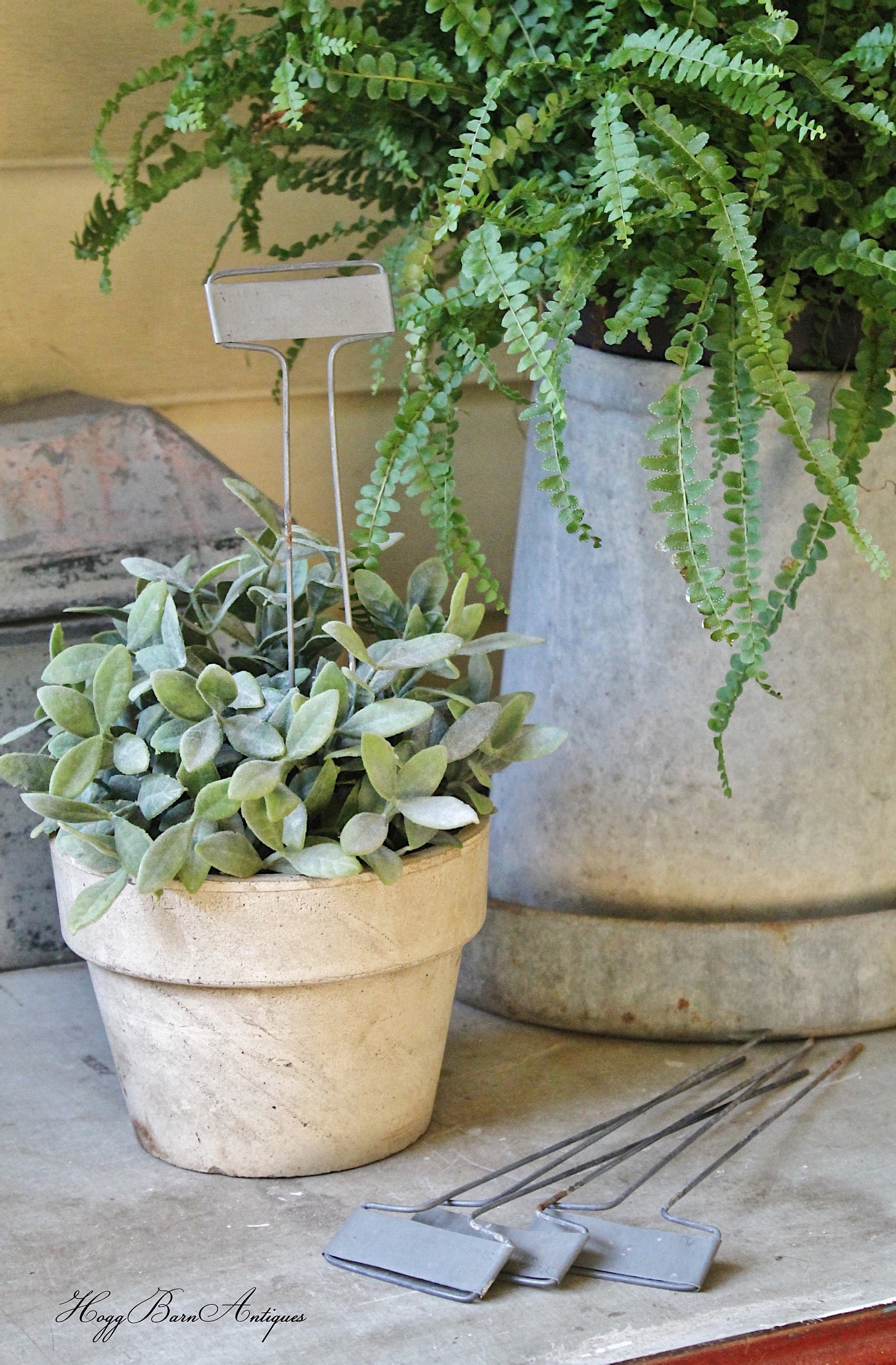 Vintage Metal Garden Stake Markers, Farmhouse Decor (Set of 4)