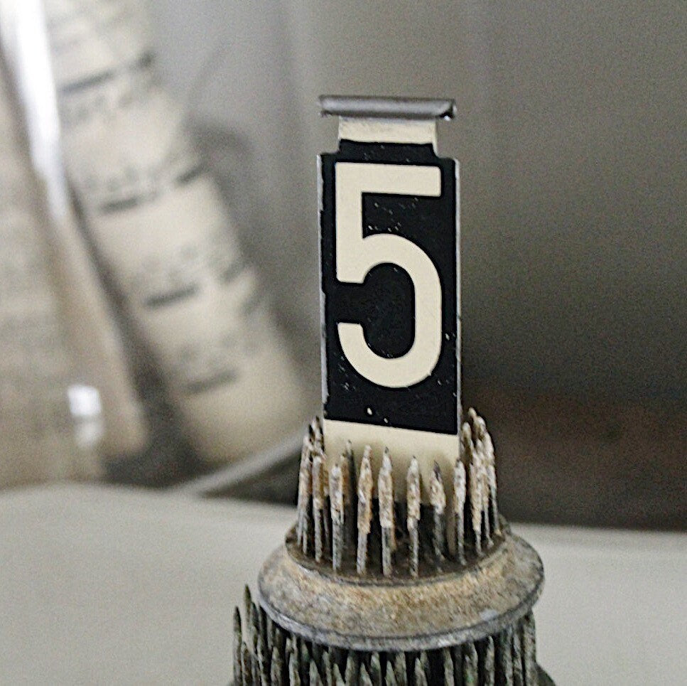 Vintage Metal Cash Register Flag Number Tag Black White Farmhouse Decor Antique Industrial Salvage Parts