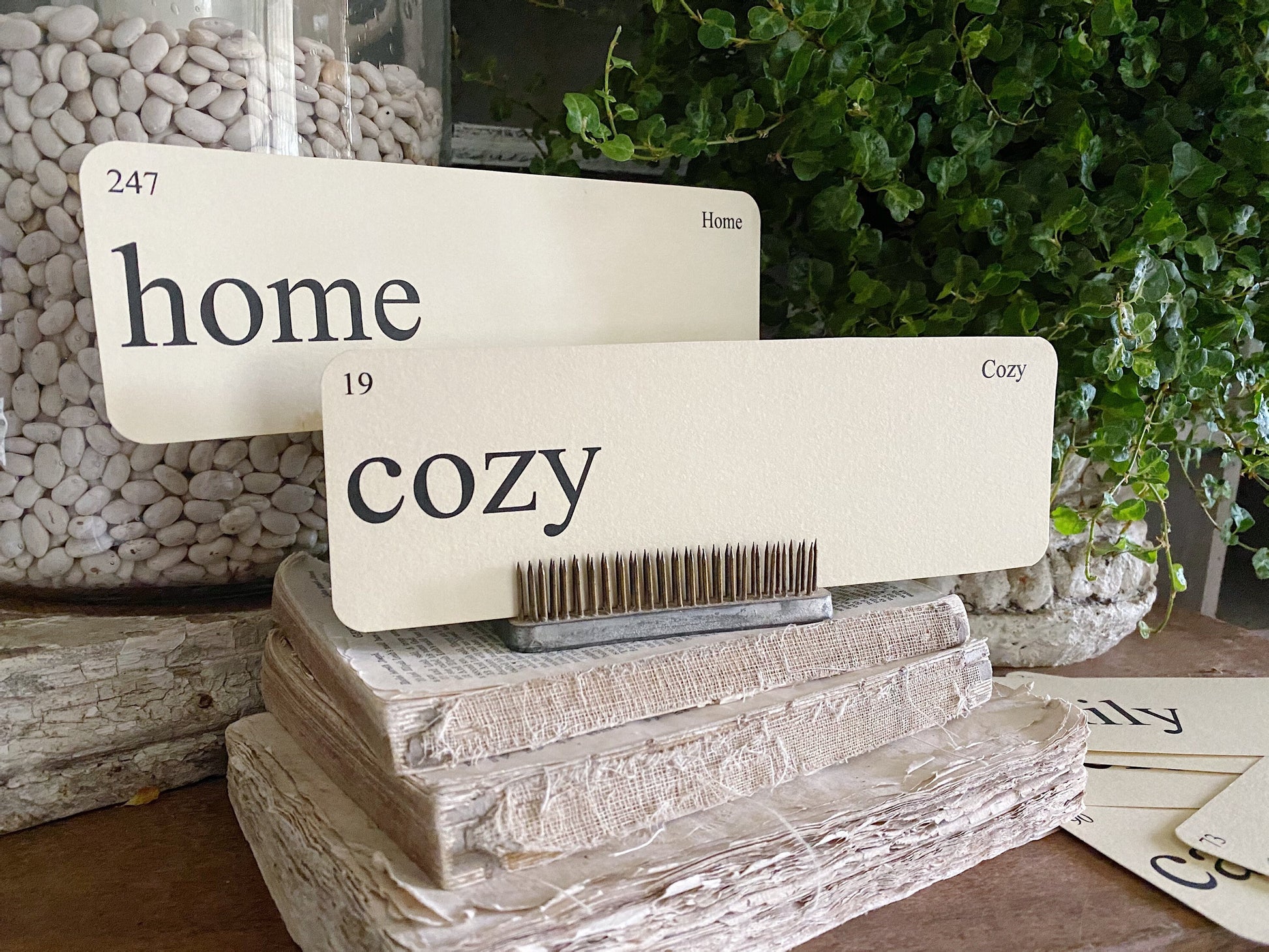 HOME Flash Cards LARGE Vintage Inspired Word Flashcard SET Of 8 Farmhouse Spring Decor Party Favor Banner
