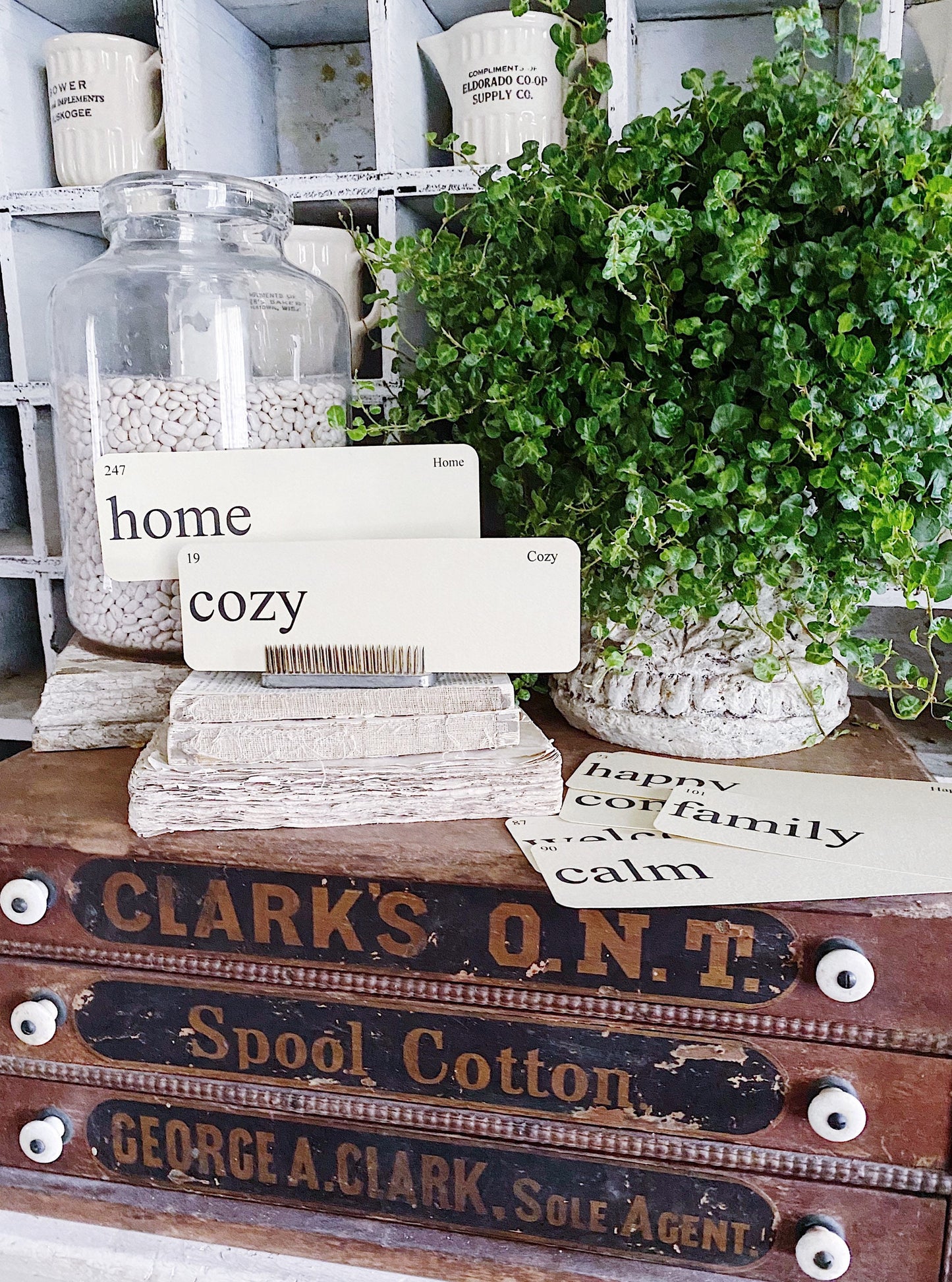 HOME Flash Cards LARGE Vintage Inspired Word Flashcard SET Of 8 Farmhouse Spring Decor Party Favor Banner