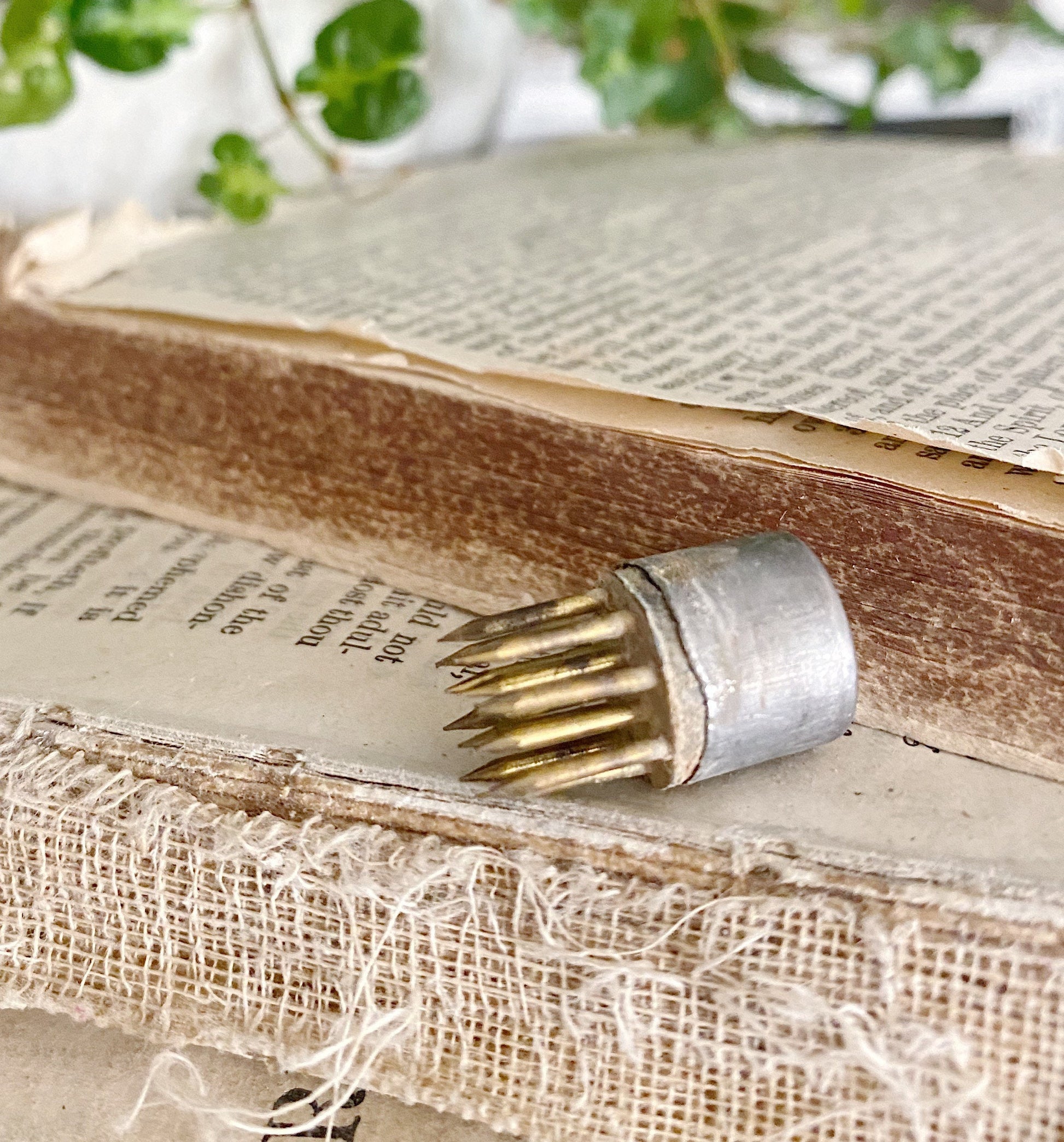 Vintage Metal Floral Frog Flower Spike Holder Farmhouse Decor Fixer Upper Decor Tiny