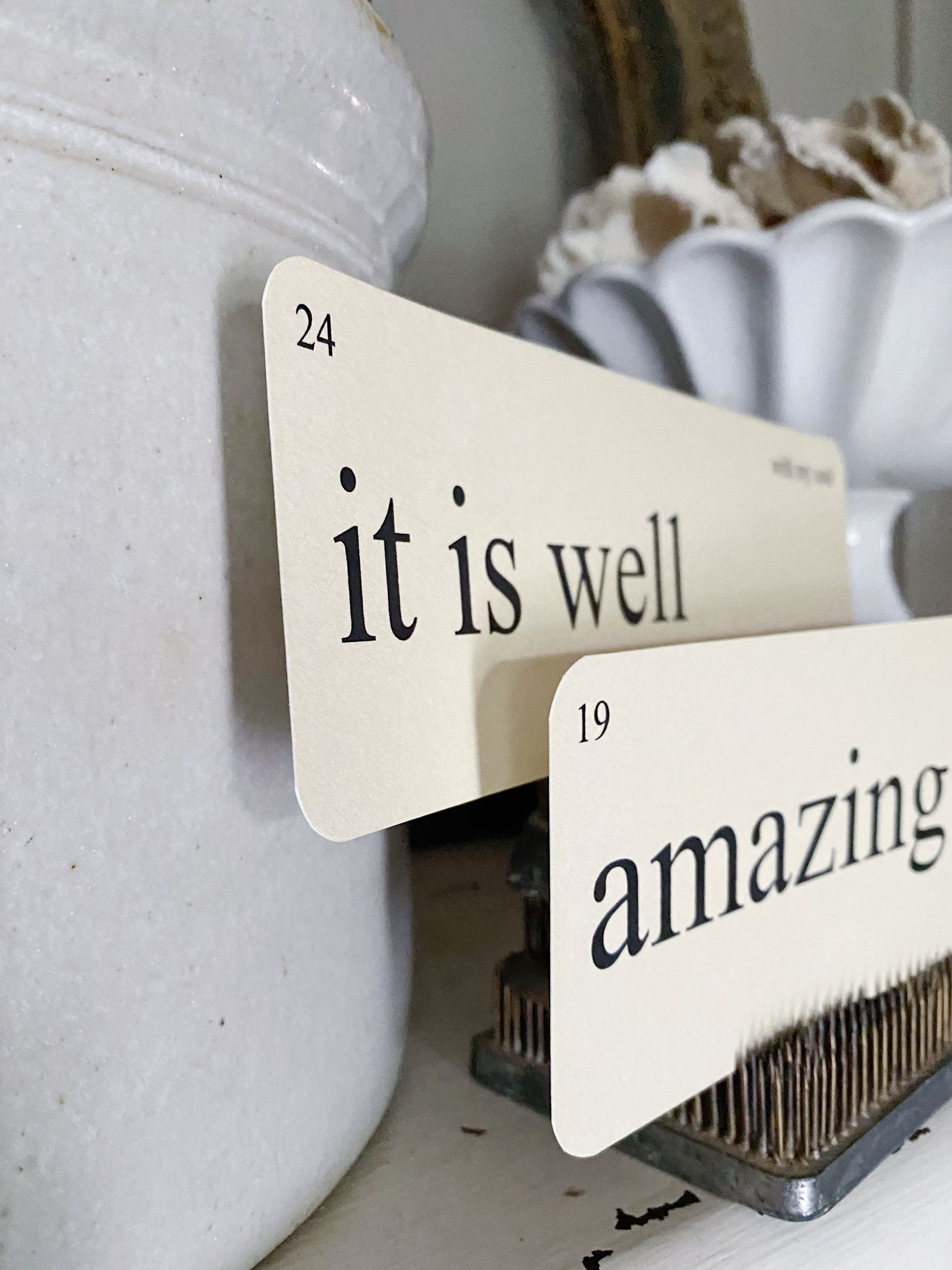 HYMN Flash Cards LARGE Vintage Inspired Word Flashcard SET Of 8 Farmhouse Decor Inspirational Religious Church Spiritual Song Banner