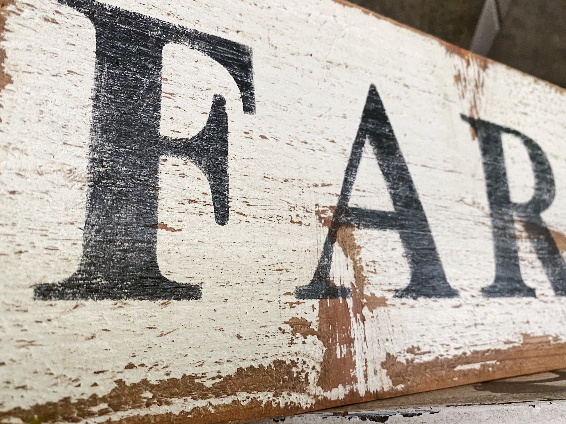 FARM Farmhouse Sign Painted Salvage Barn Wood Reclaimed White Chippy Paint French Architectural Farmhouse Decor Painted Fixer Upper Decor
