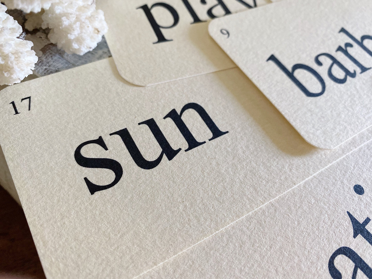 SUMMER Flash Cards LARGE Vintage Inspired Word Flashcard SET Of 8 Farmhouse Decor Vacation Play Beach Sun