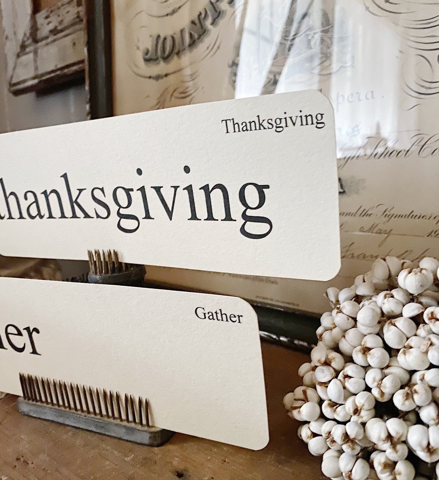 THANKSGIVING Flash Cards LARGE Vintage Inspired Word Flashcard SET Of 8 Farmhouse Decor Thankful Gather Harvest Fall Blessed