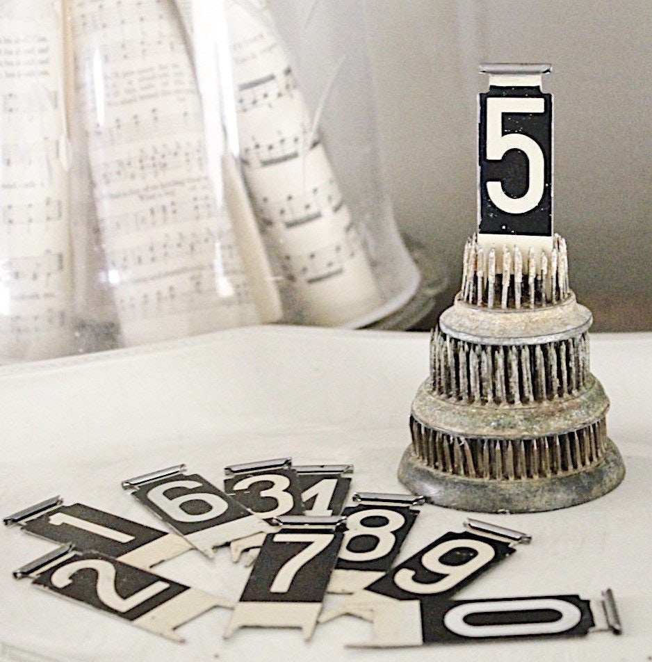 Vintage Metal Cash Register Flag Number Tag Black White Farmhouse Decor Antique Industrial Salvage Parts