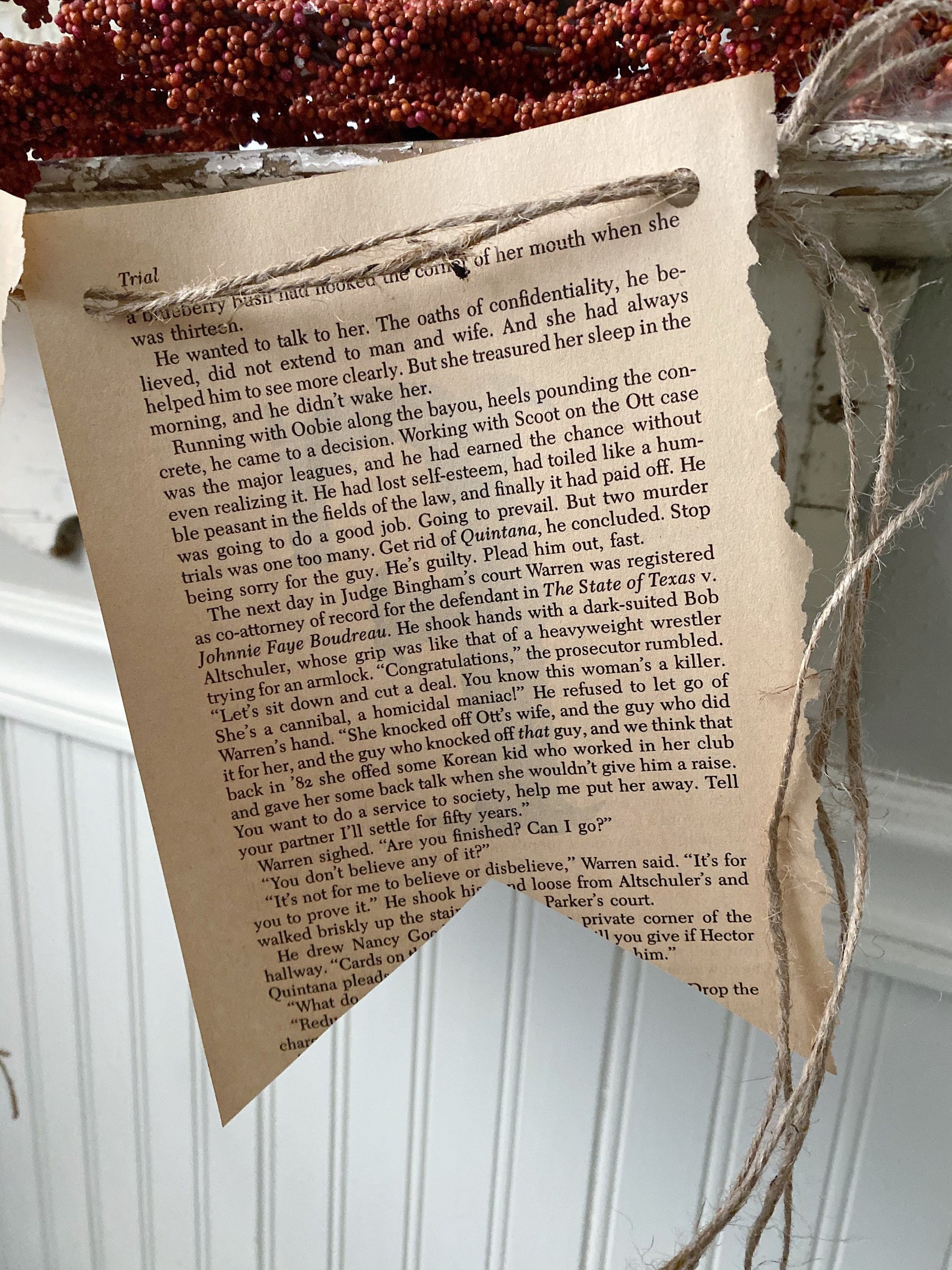 BOO Banner Vintage Book Page BANNER Bunting Pennant Sign Farmhouse Decor Garland Rustic Book Page Art Fall Halloween