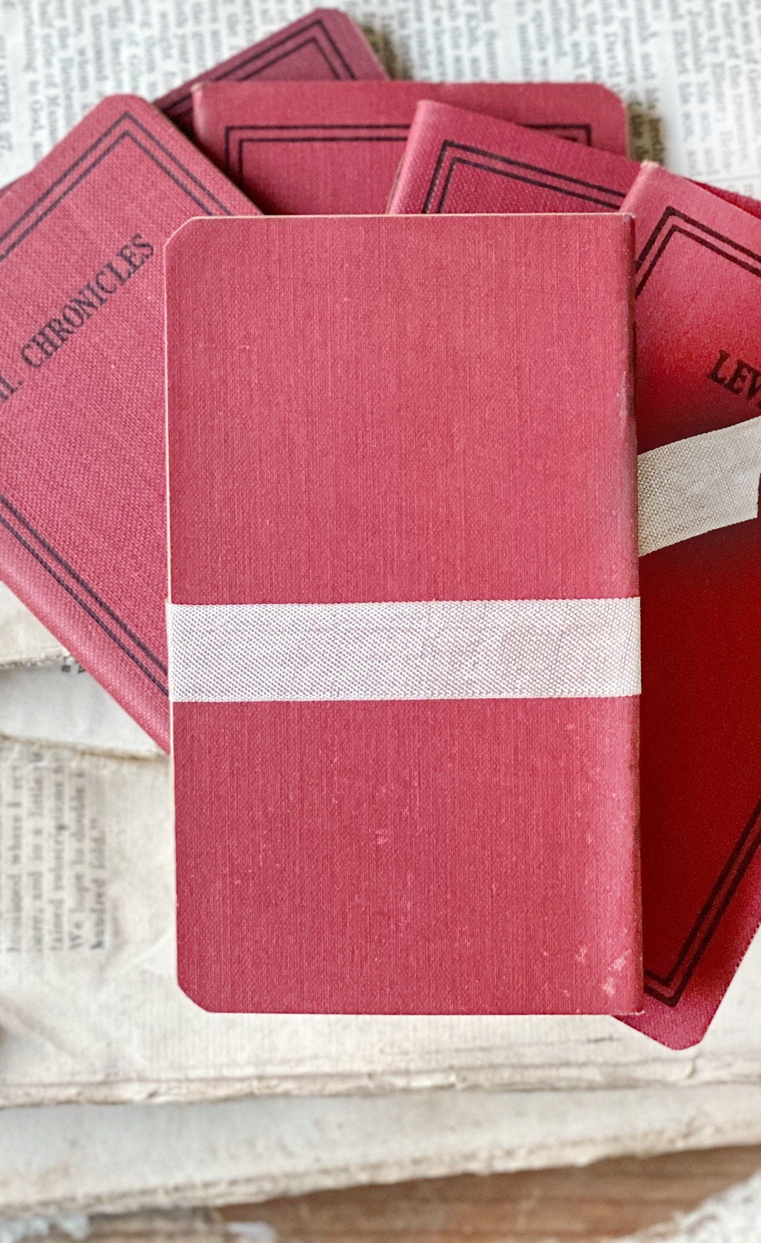 Antique Bible Book Pocket Bible Red Cloth Cover AMERICAN BIBLE SOCIETY Farmhouse Decor Church Salvage Easter Gift Tallow Berries