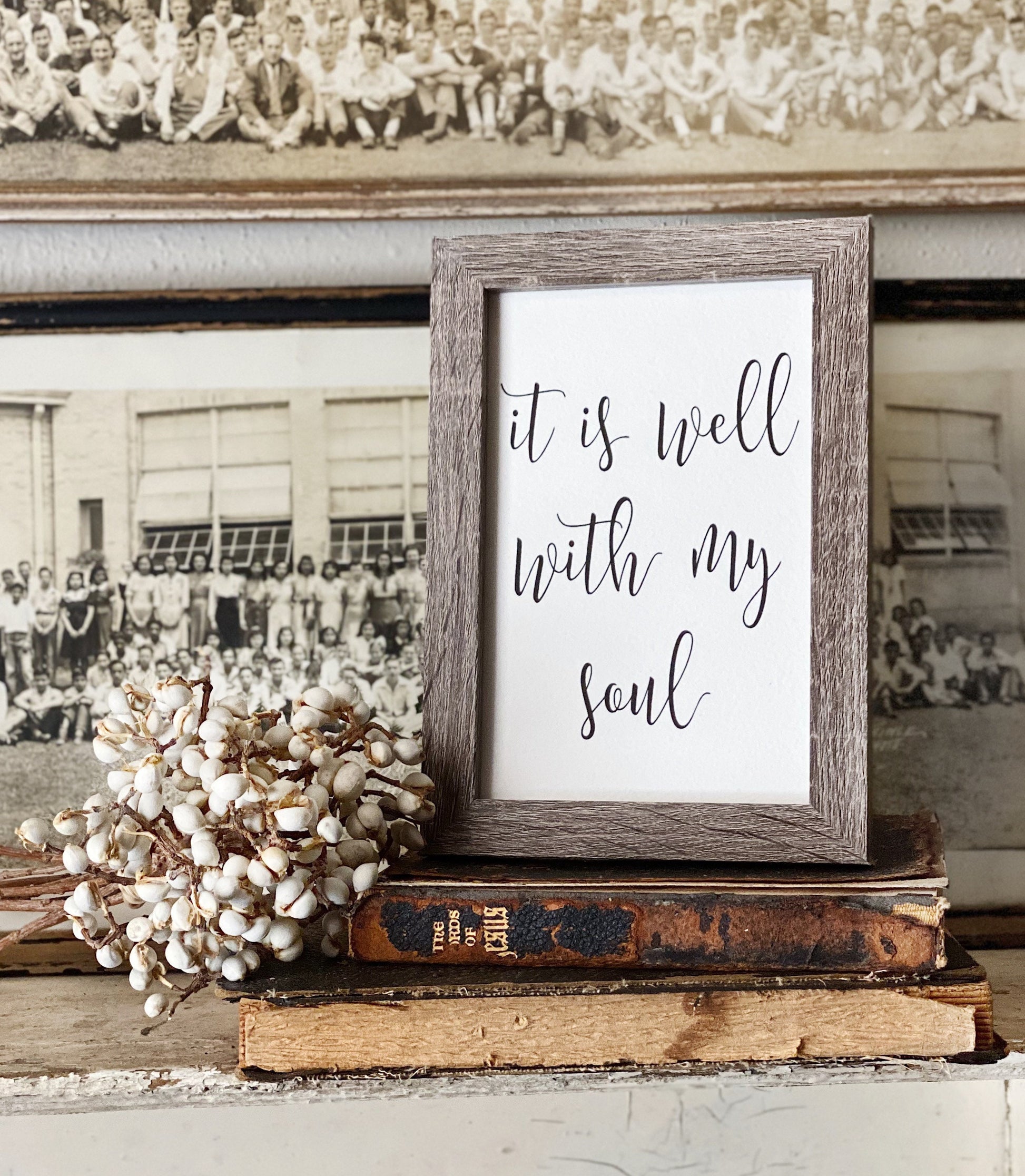 IT IS WELL With My Soul Framed Sign Farmhouse Decor Barn Wood Rustic Hymn Bible Verse Scripture Art Christmas Decor