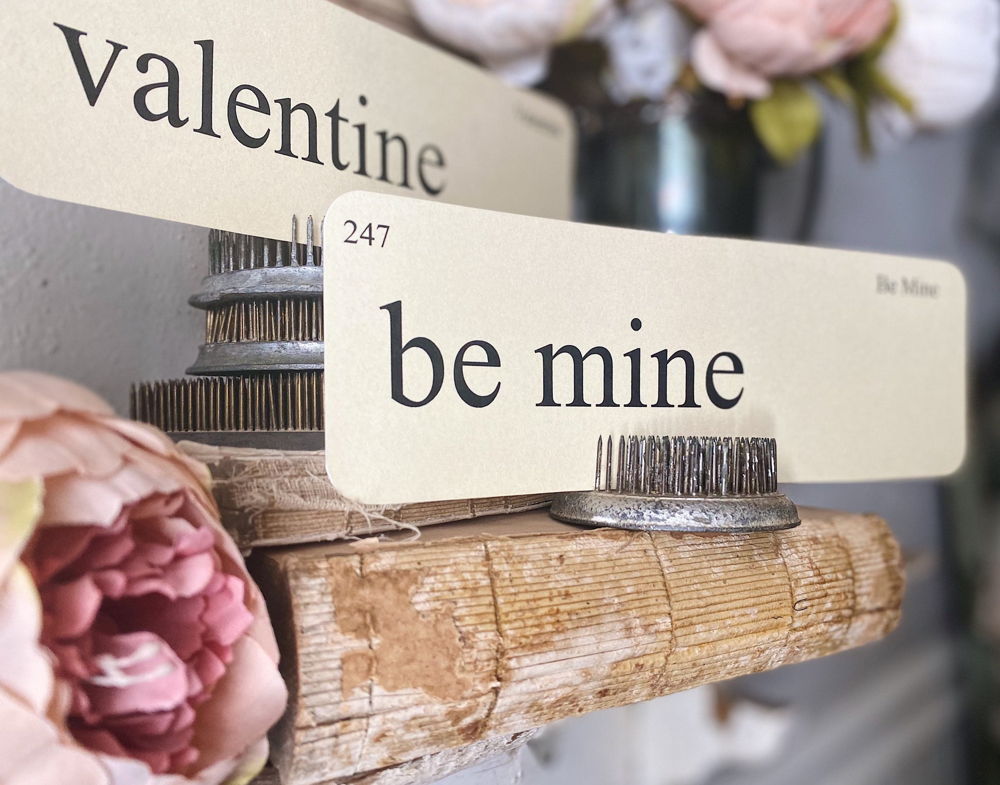 VALENTINE Flash Cards LARGE Vintage Inspired Word Flashcard SET Of 8 Farmhouse Decor Holiday Be Mine Love