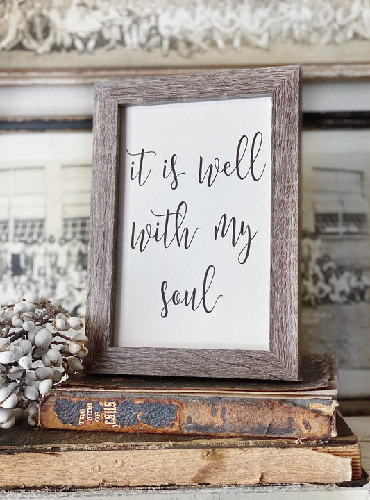 IT IS WELL With My Soul Framed Sign Farmhouse Decor Barn Wood Rustic Hymn Bible Verse Scripture Art Christmas Decor