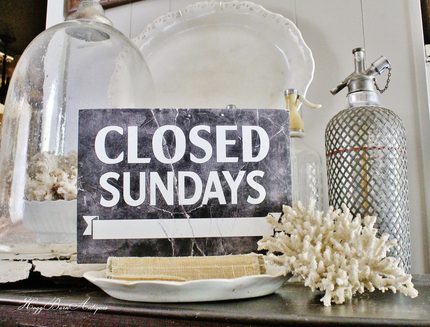 Vintage Style Closed Sundays Wood Sign, General Store Decor
