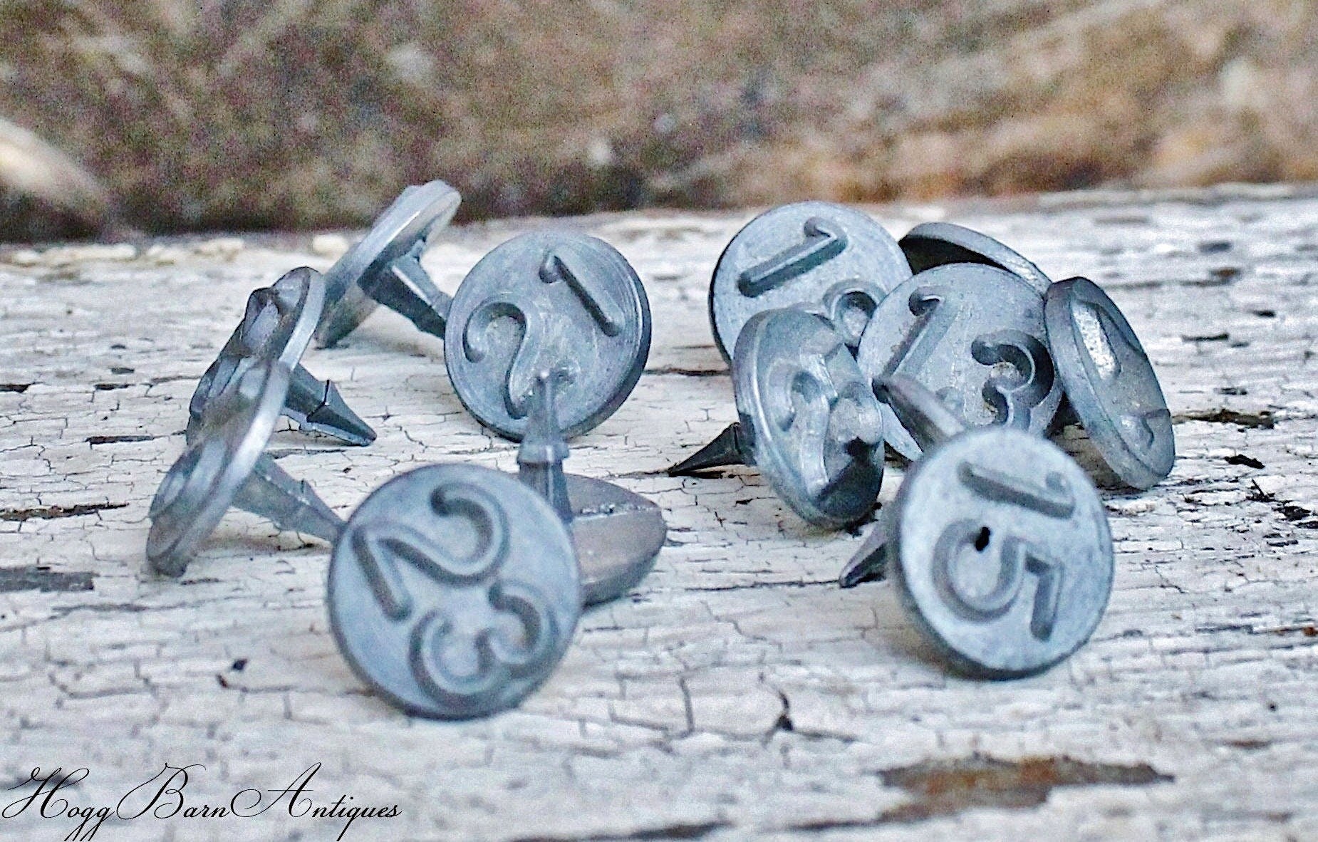 Vintage Metal Number Tack Industrial Salvage Farmhouse Decor Fixer Upper Decor Antique ACRO Tack Window Tack